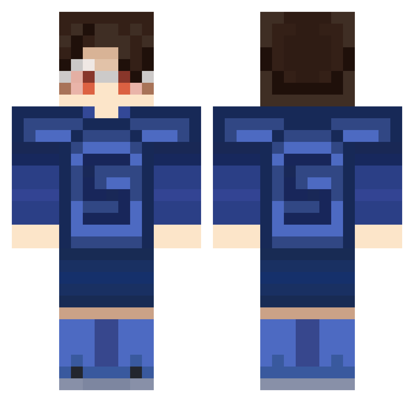 Beser35 Minecraft skin, front and back view