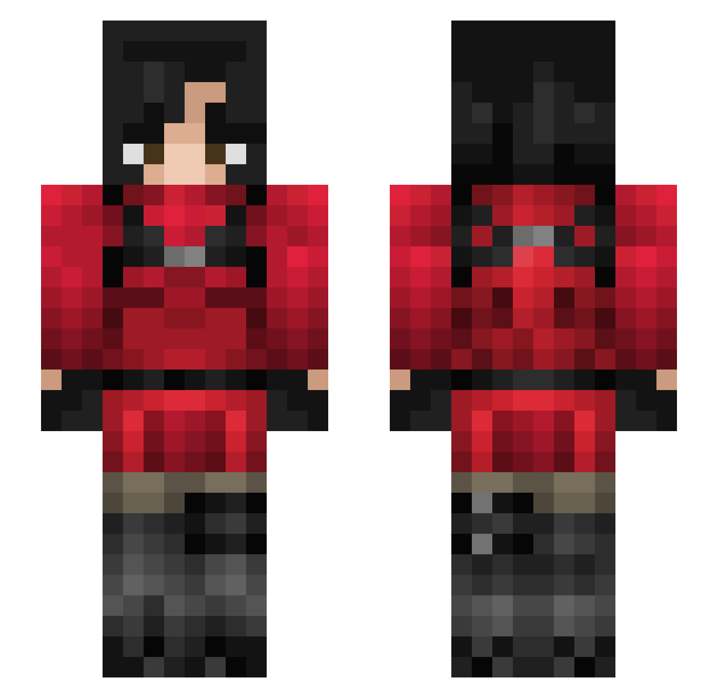 Xenosah Minecraft skin, front and back view