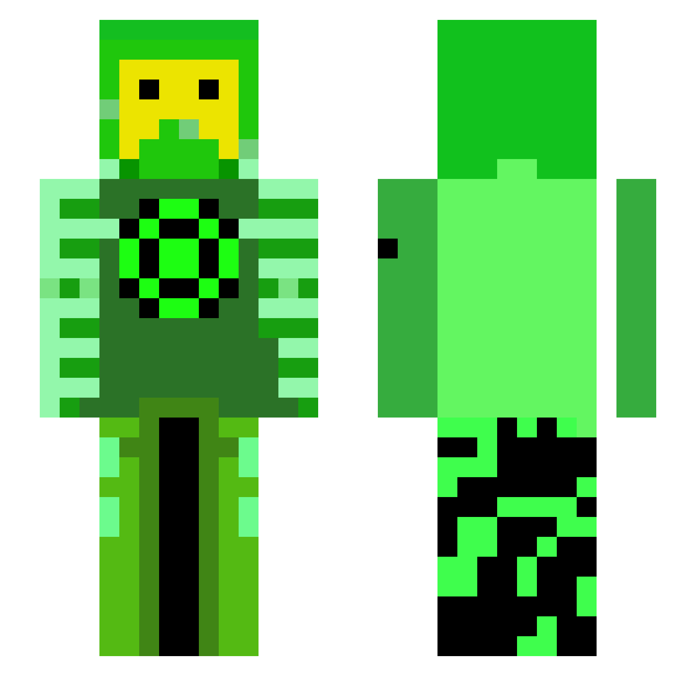 Pewers Minecraft skin, front and back view
