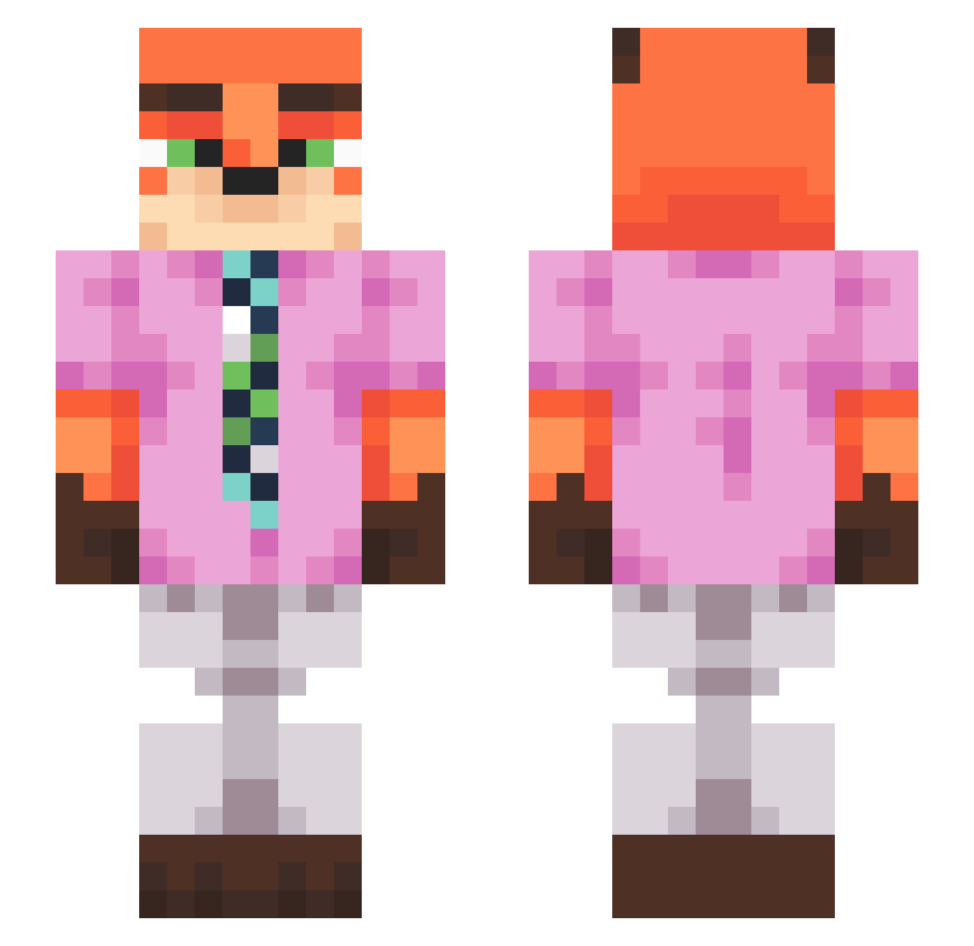 MetroMX Minecraft skin, front and back view