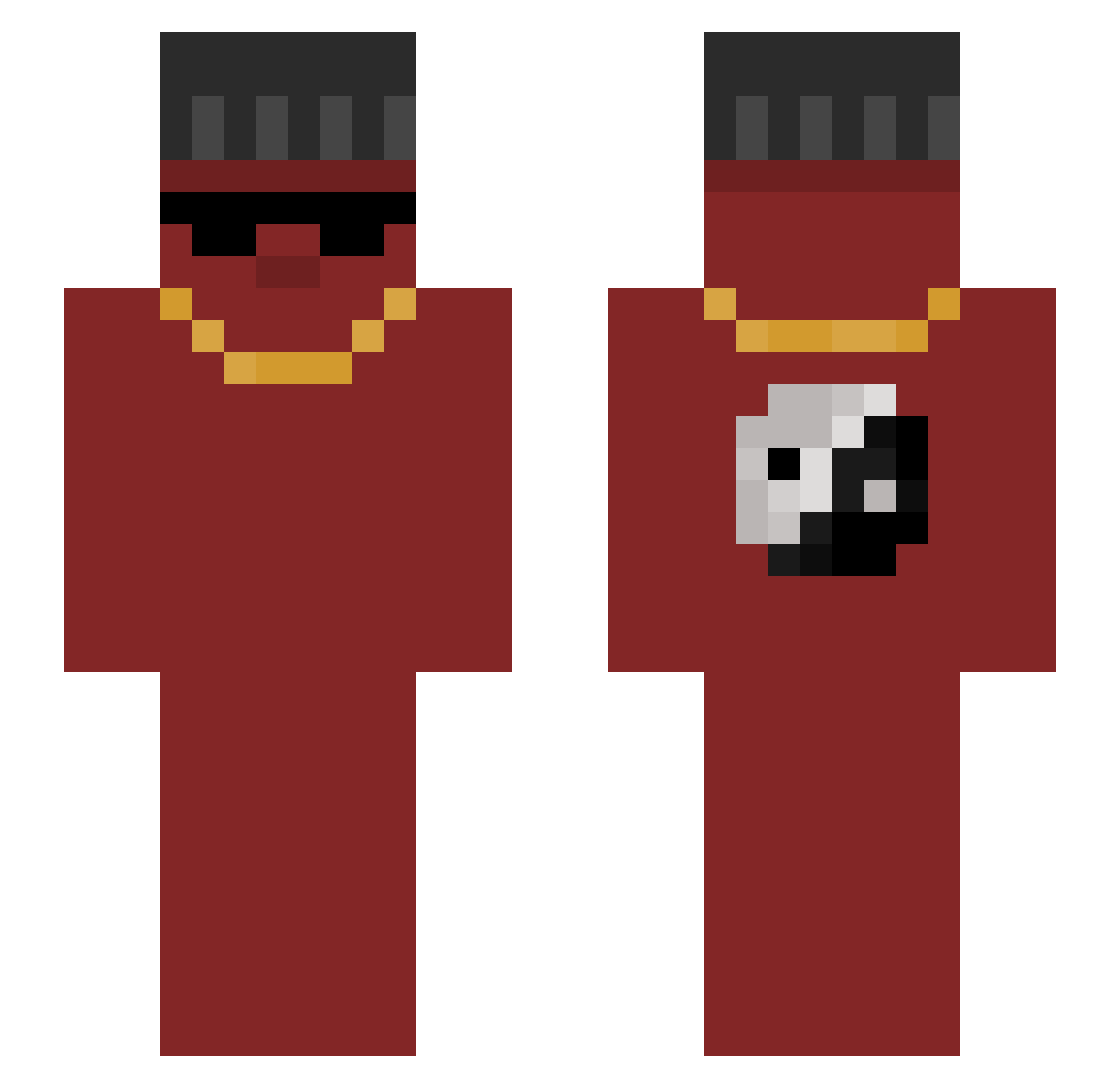 P3P1JN Minecraft skin, front and back view