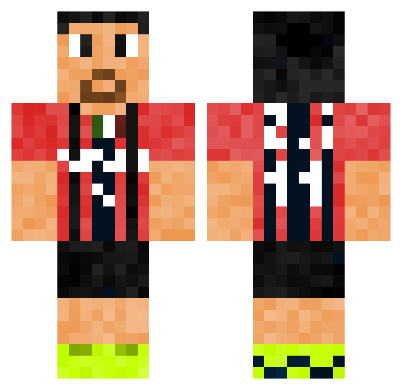 rehearsable Minecraft skin, front and back view