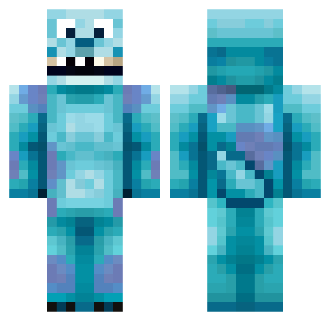 ElineCa Minecraft skin, front and back view