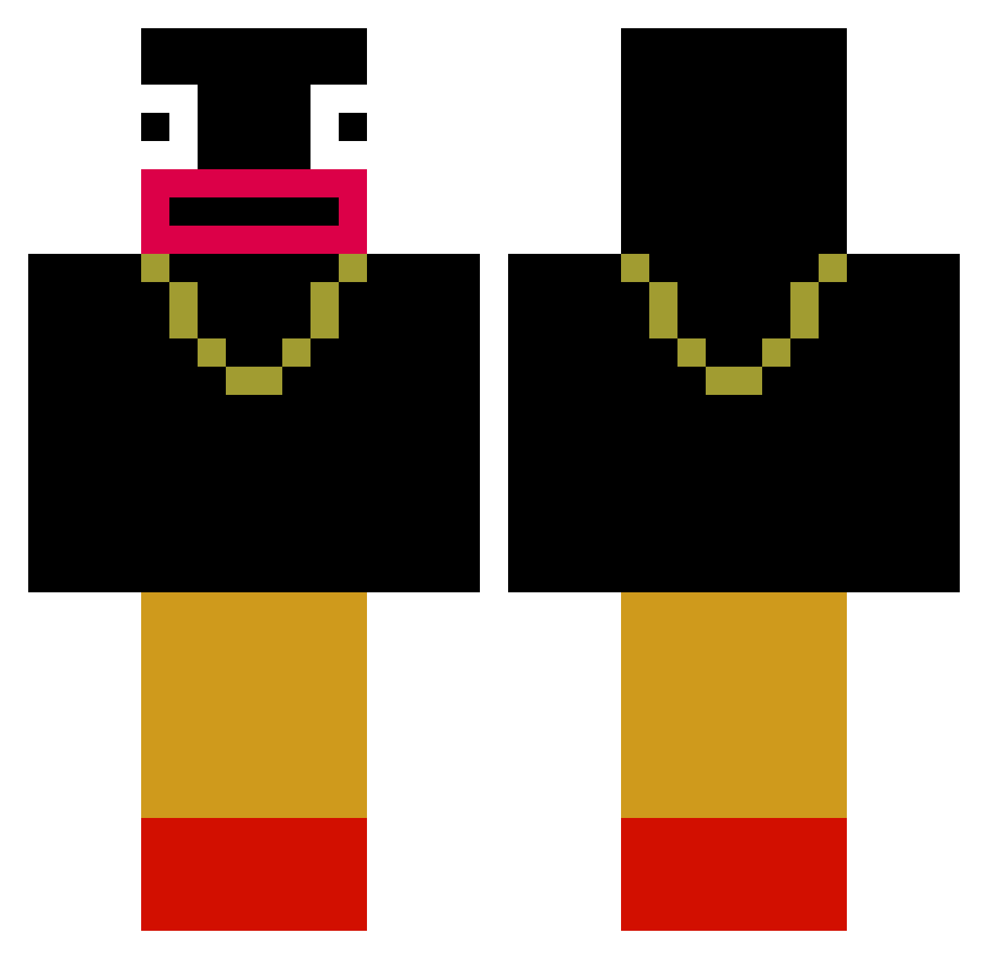unbranded Minecraft skin, front and back view