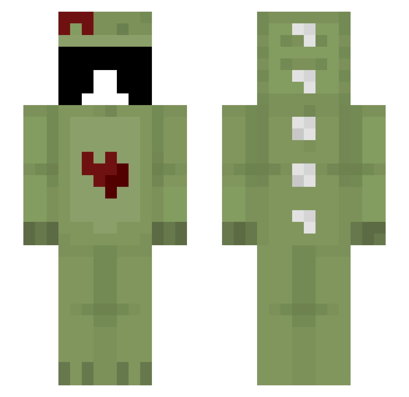 relivemystress Minecraft skin, front and back view