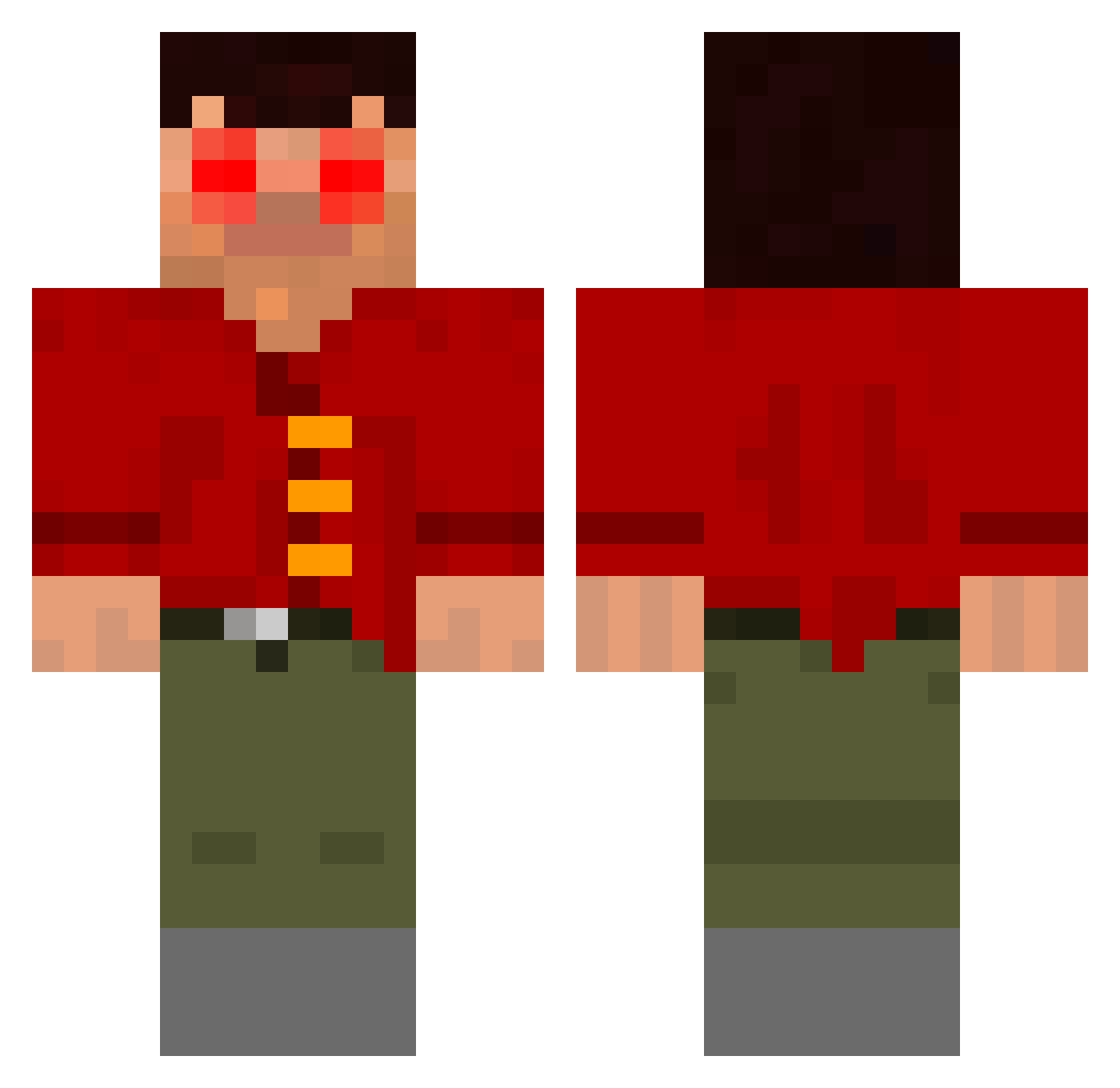 mspaintChef Minecraft skin, front and back view