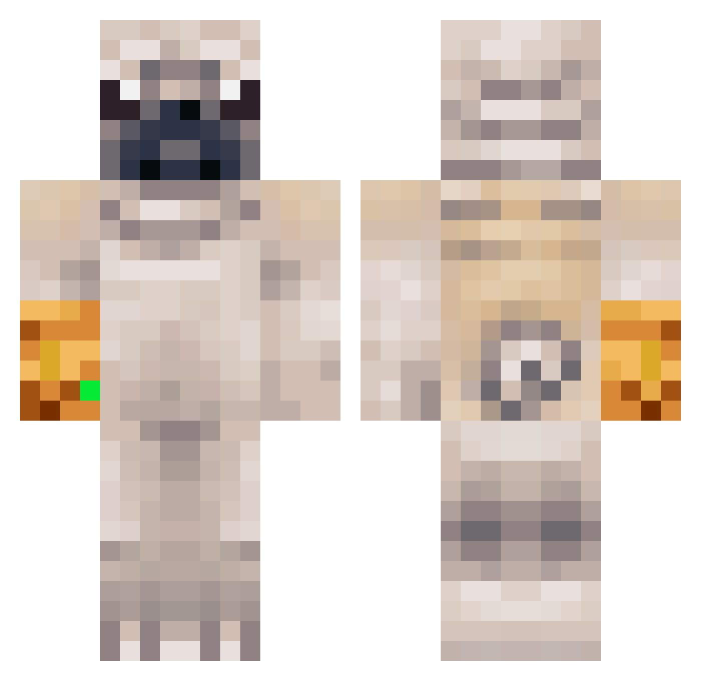 Timy_ToughKnuckl Minecraft skin, front and back view