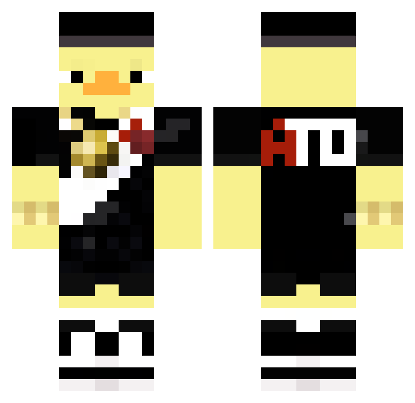 Apolopoopie Minecraft skin, front and back view