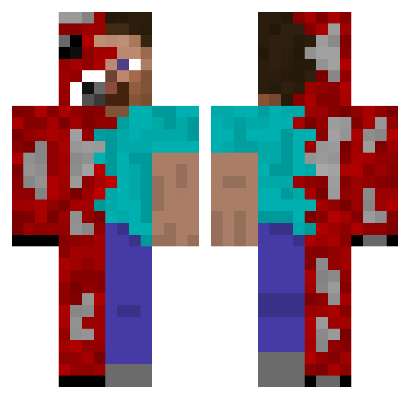 CorruptedShroom Minecraft skin, front and back view