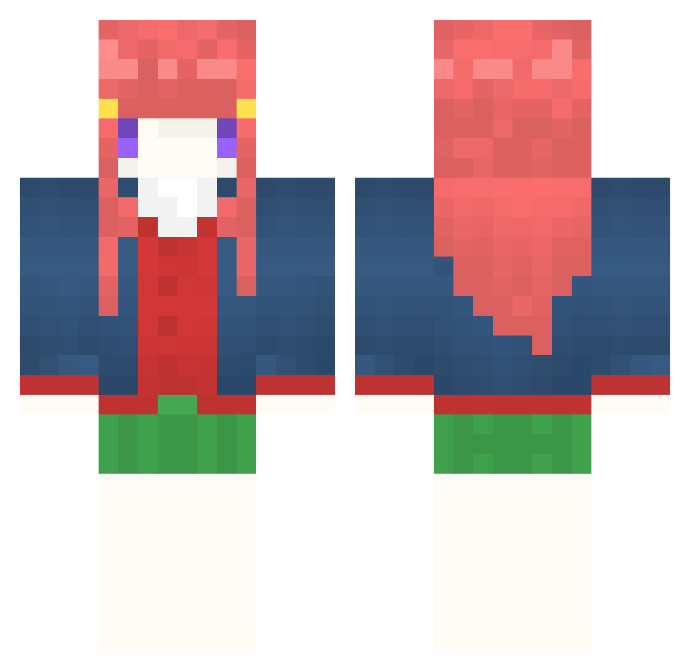 mieitaso Minecraft skin, front and back view