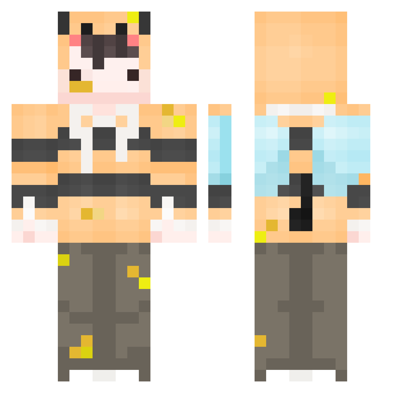 Undayly Minecraft skin, front and back view