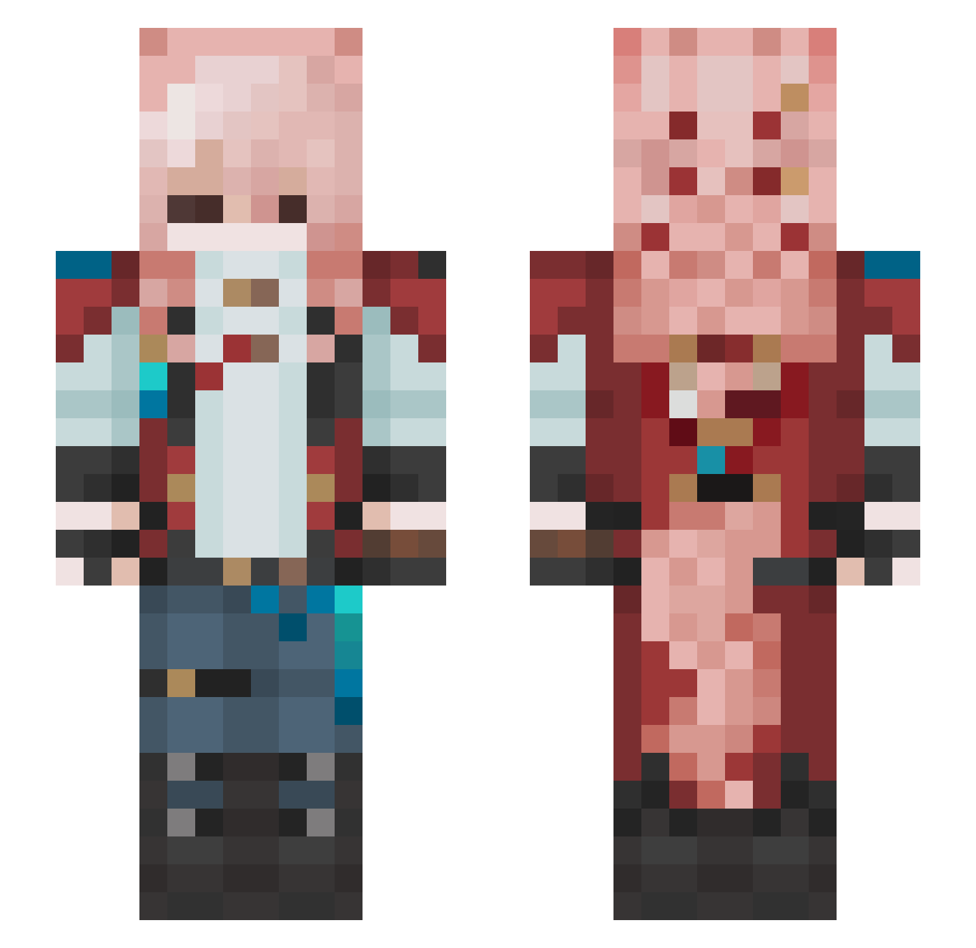 sammynutz Minecraft skin, front and back view