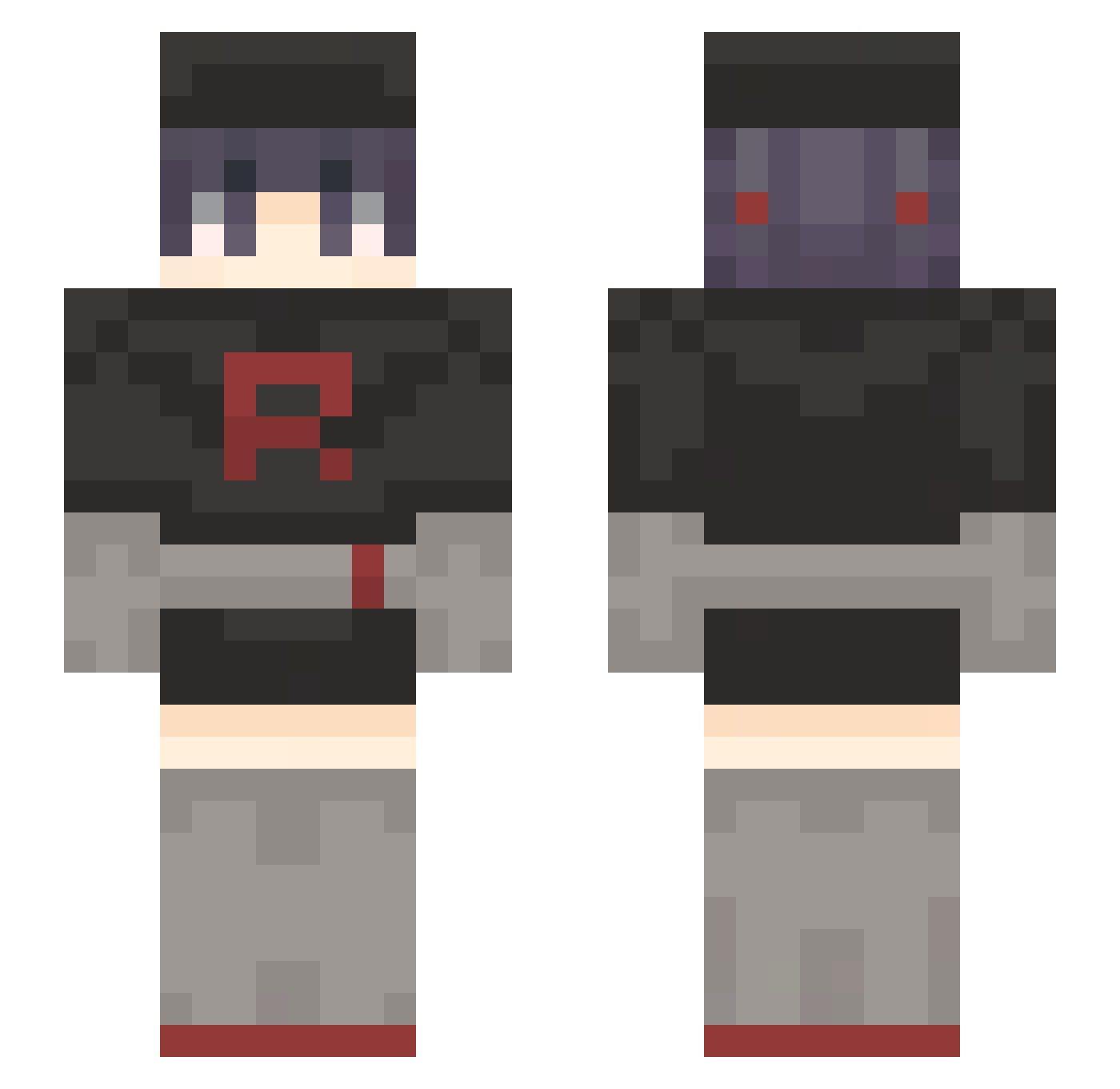 BGMD Minecraft skin, front and back view