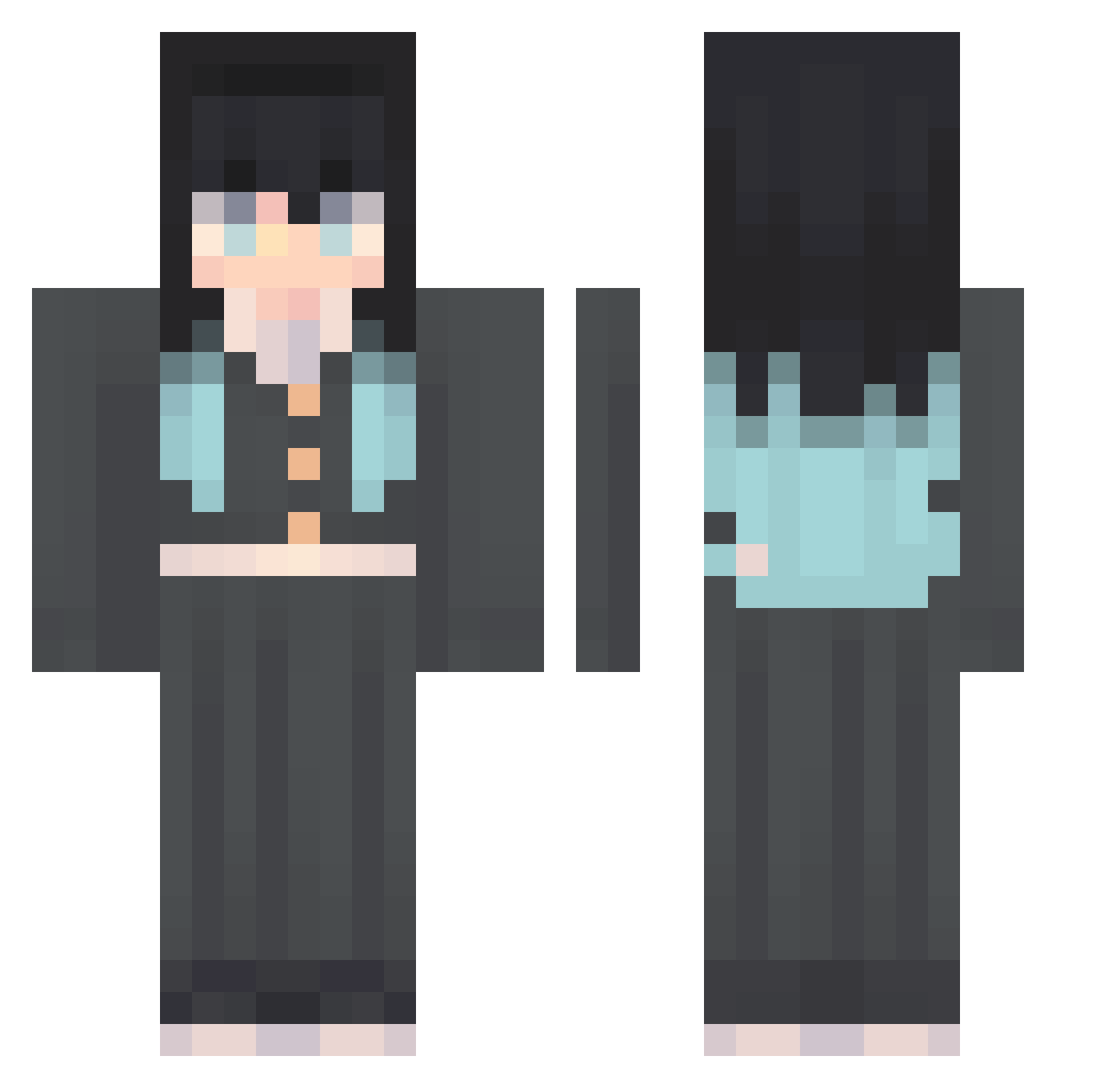 APHR0DI Minecraft skin, front and back view