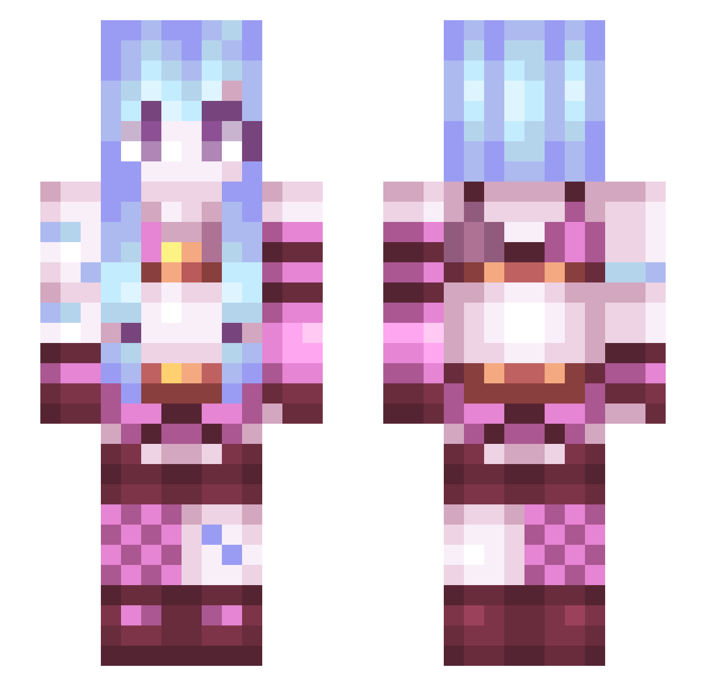 XOTER9 Minecraft skin, front and back view