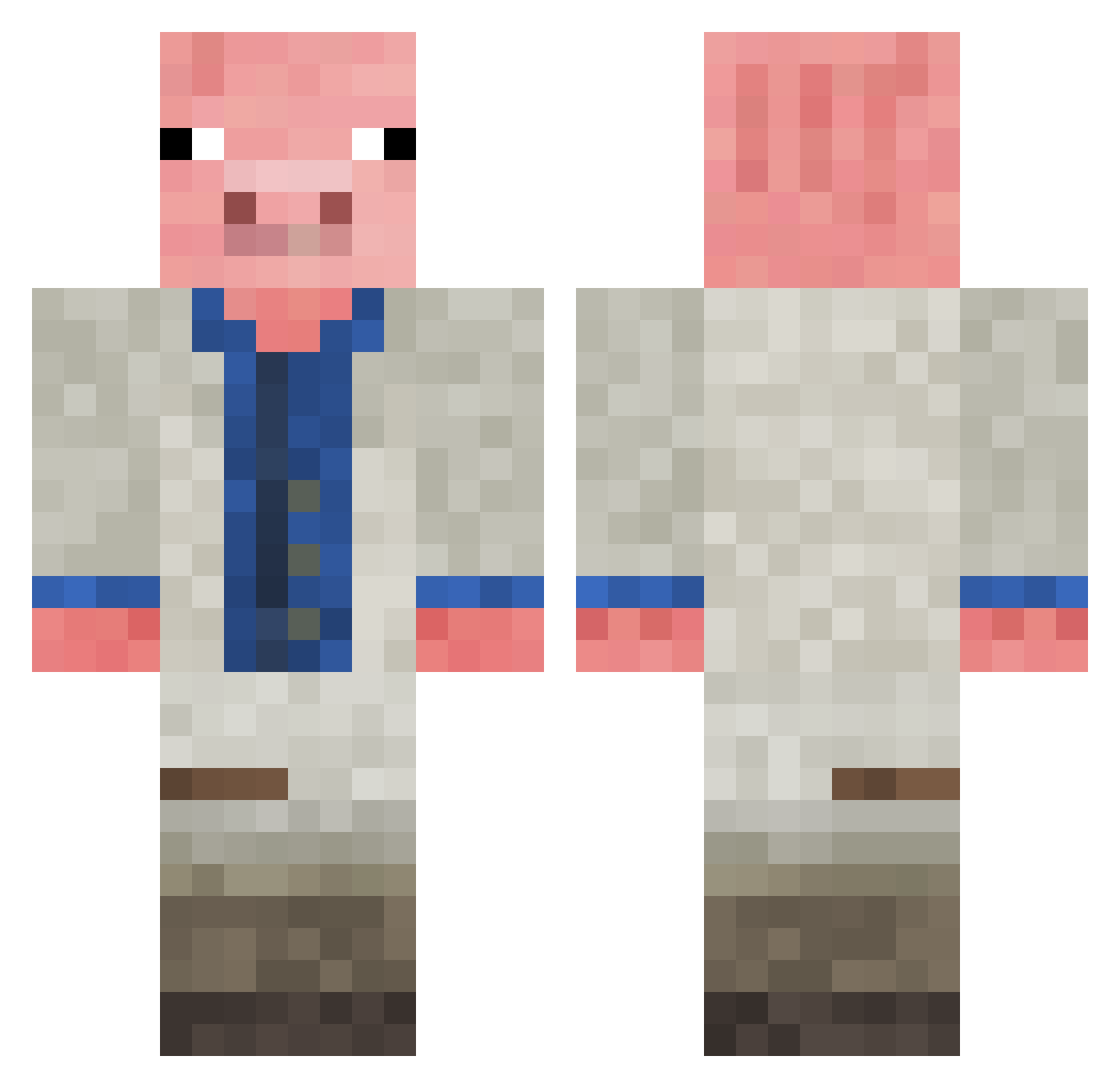 Supermito Minecraft skin, front and back view