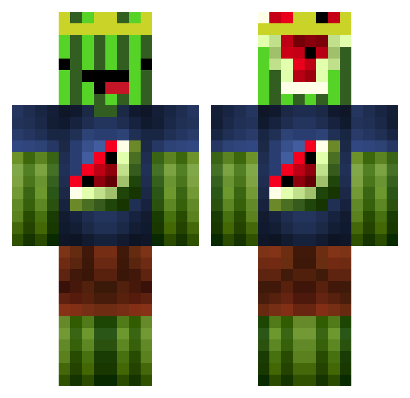 Excaudate Minecraft skin, front and back view