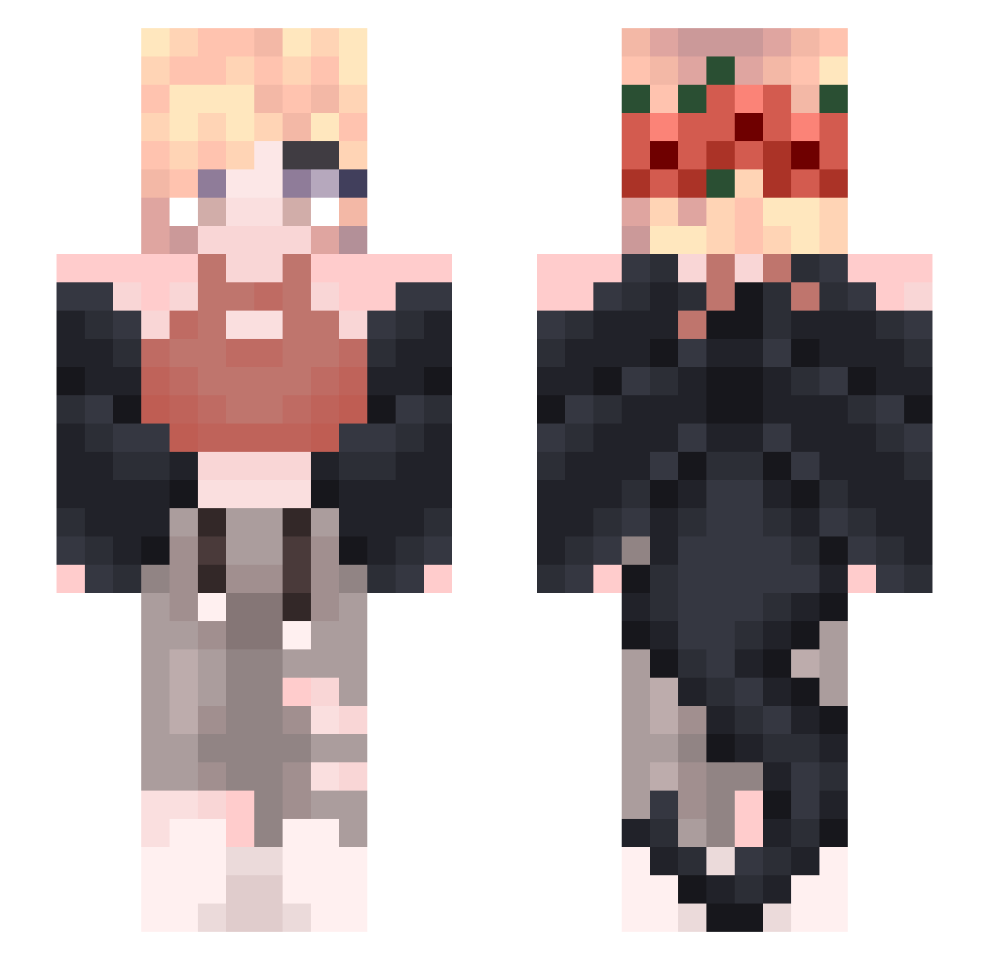 ArcadeAhri Minecraft skin, front and back view