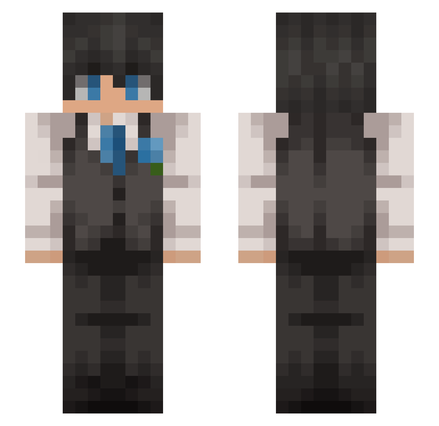 Qcox Minecraft skin, front and back view