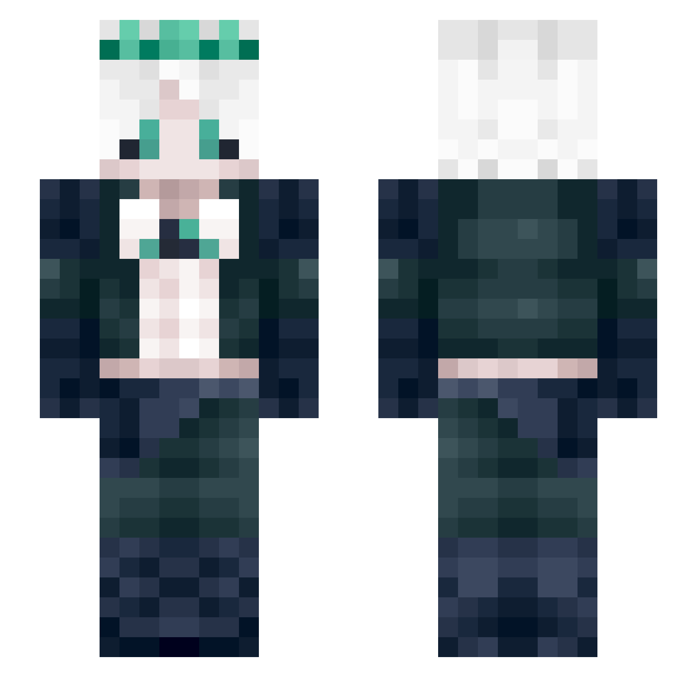 Sk1nnyf47 Minecraft skin, front and back view