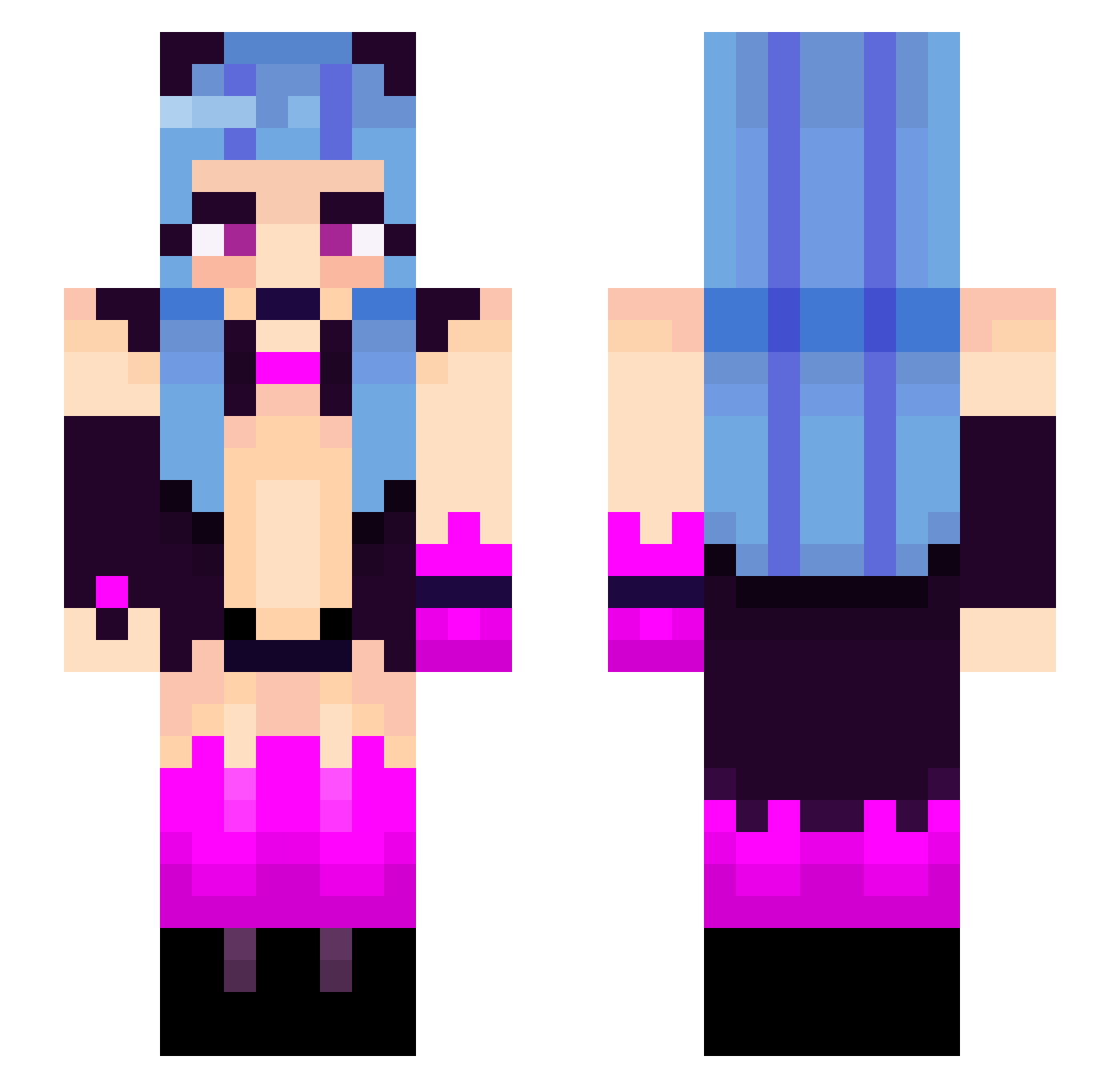 Soulball Minecraft skin, front and back view