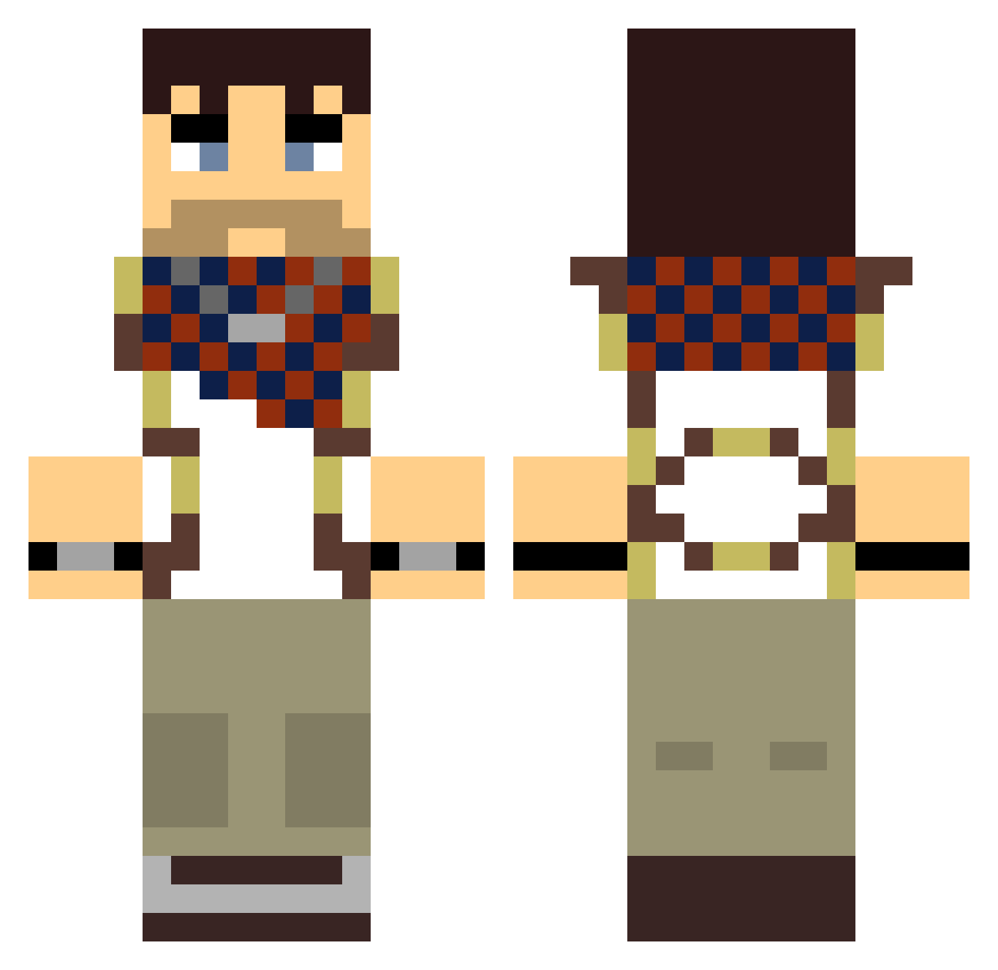 Skating Minecraft skin, front and back view