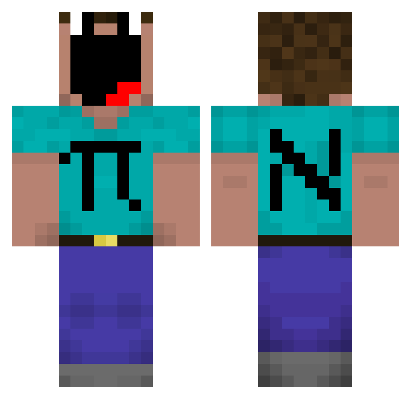 kevin_eats_pi Minecraft skin, front and back view