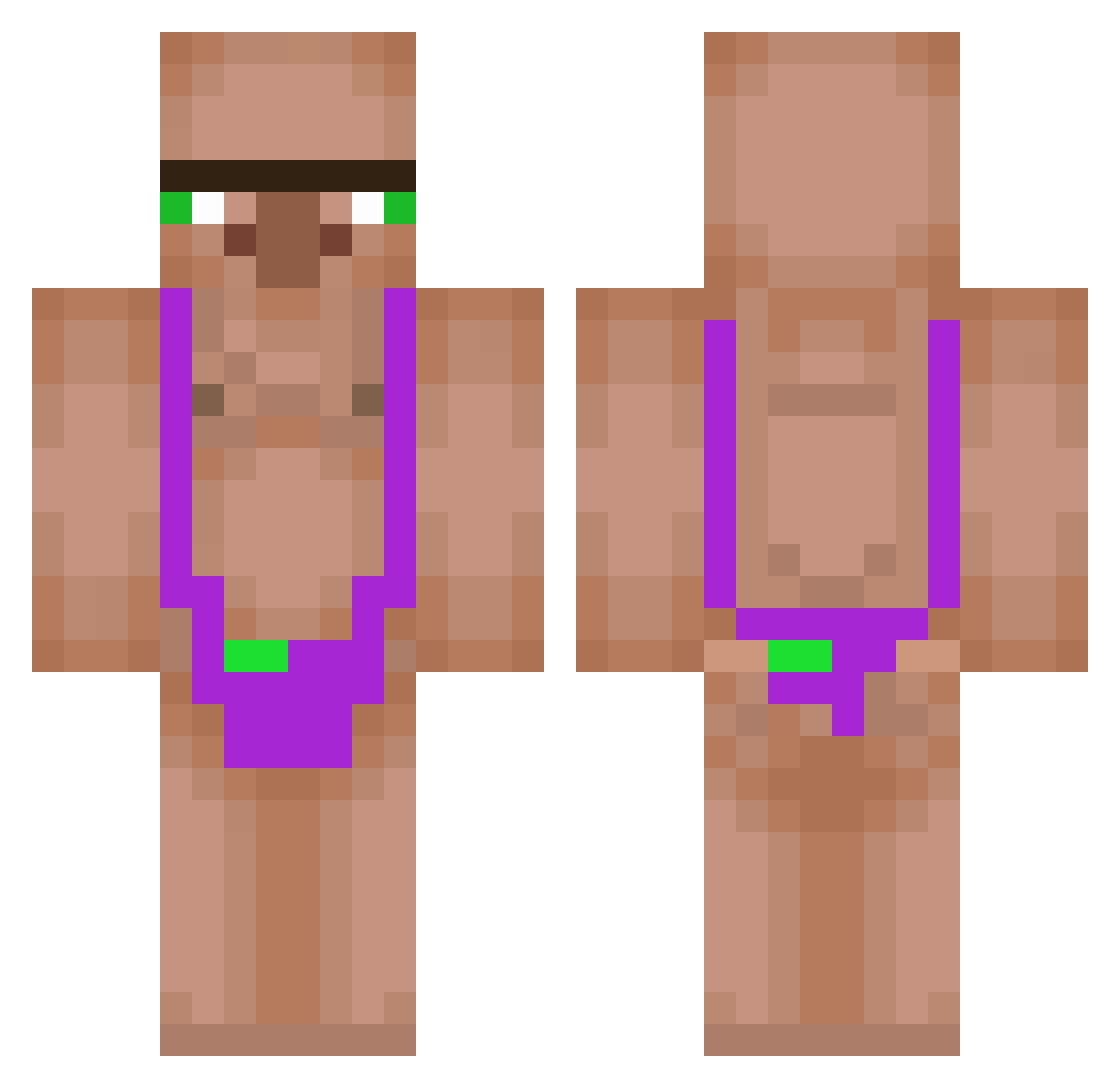 yreach Minecraft skin, front and back view
