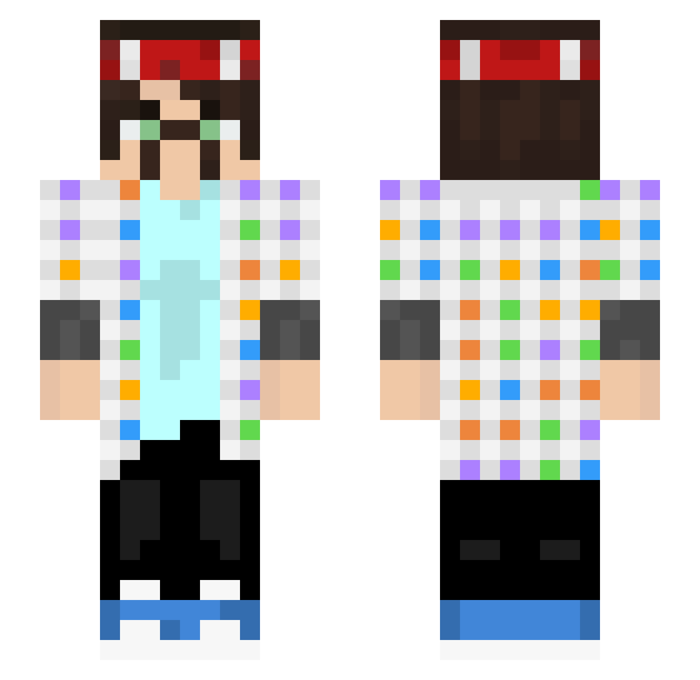 Think_y Minecraft skin, front and back view