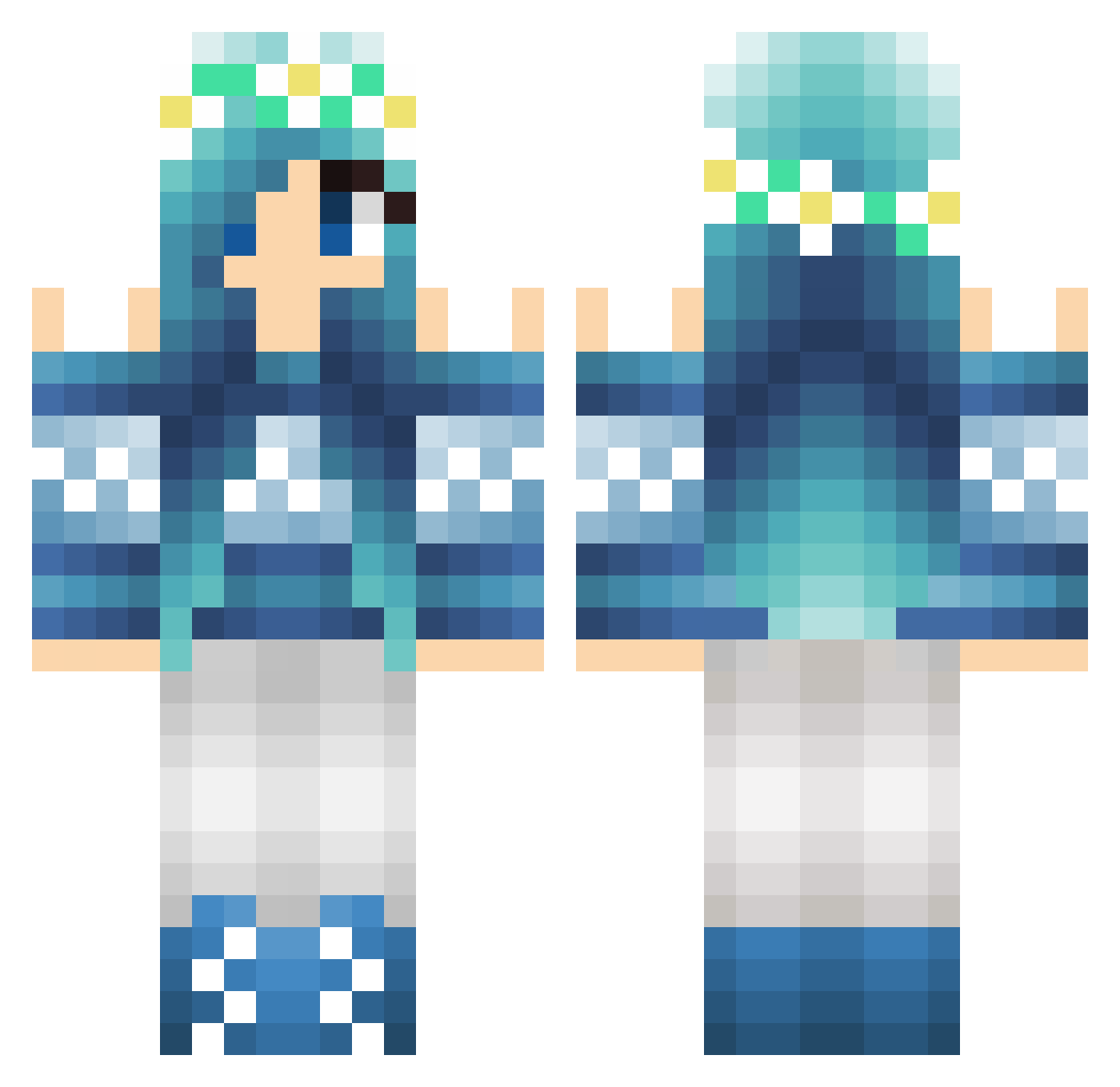 Radharani Minecraft skin, front and back view