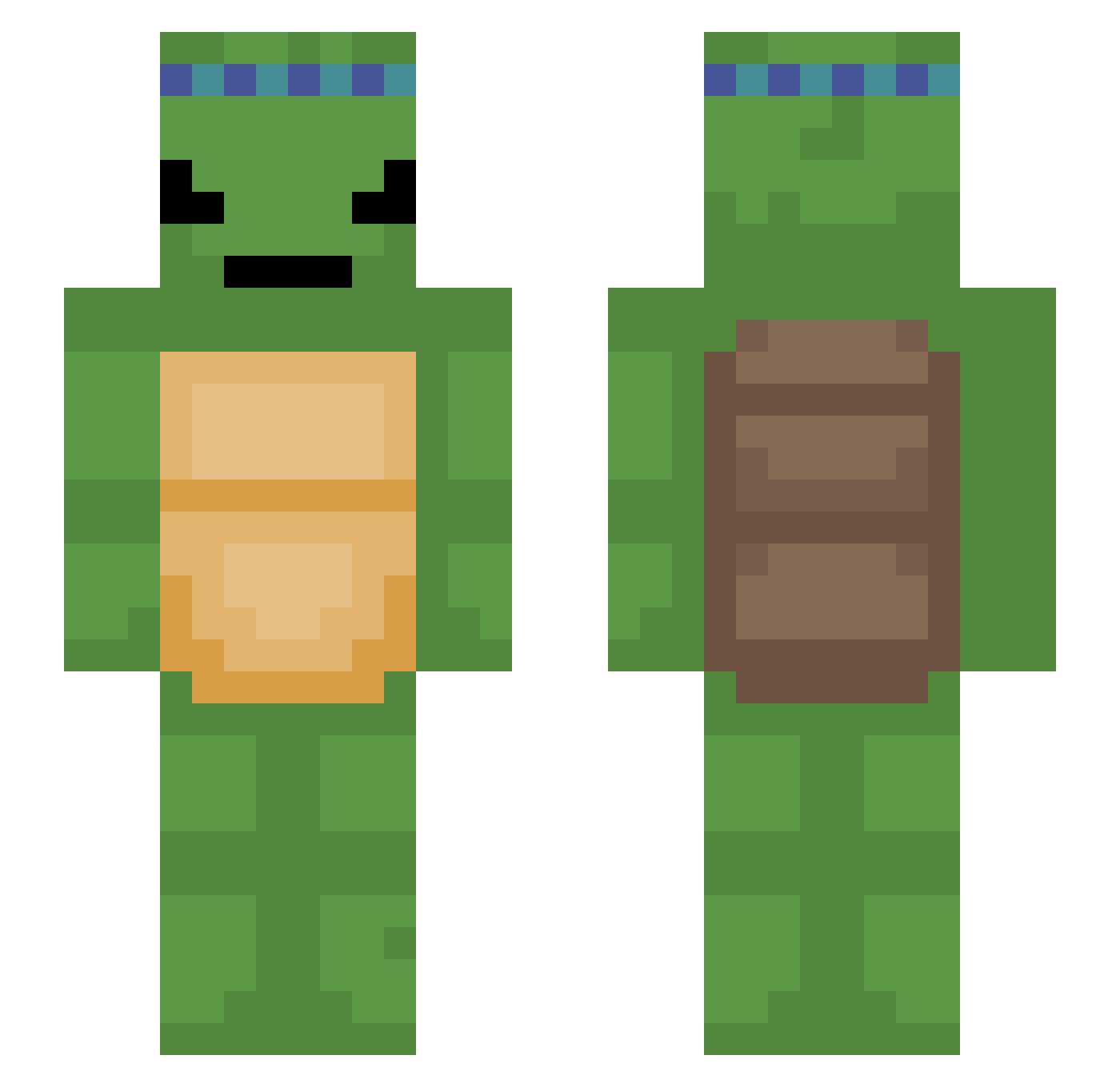 TurtleCruiser Minecraft skin, front and back view