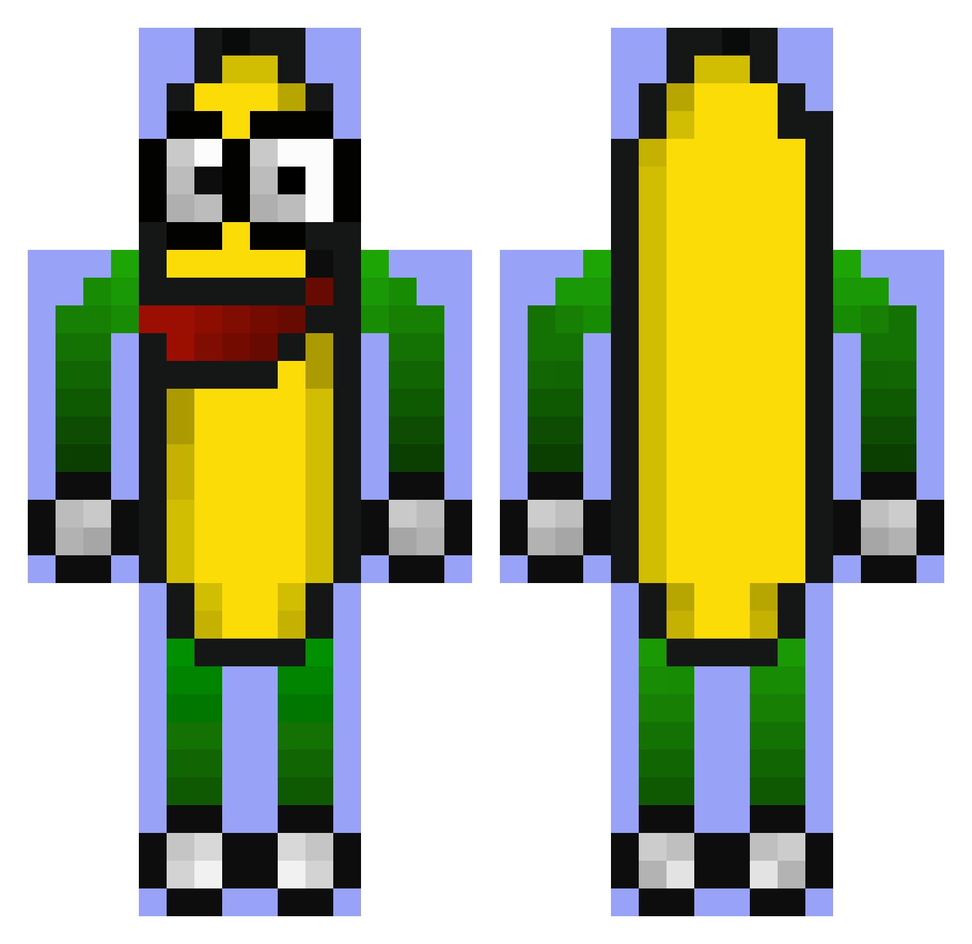 Tensify Minecraft skin, front and back view