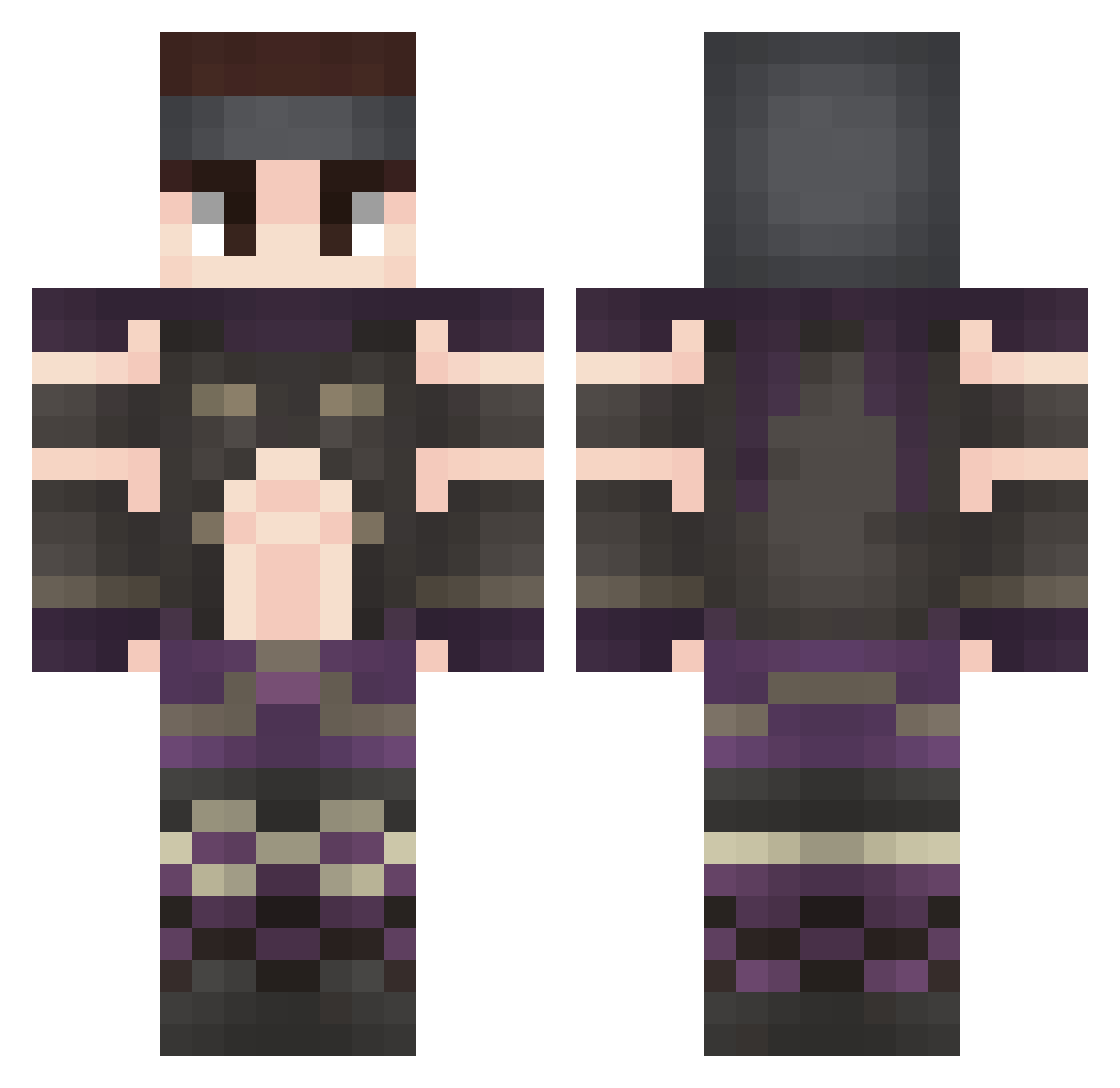 SmolivOil Minecraft skin, front and back view