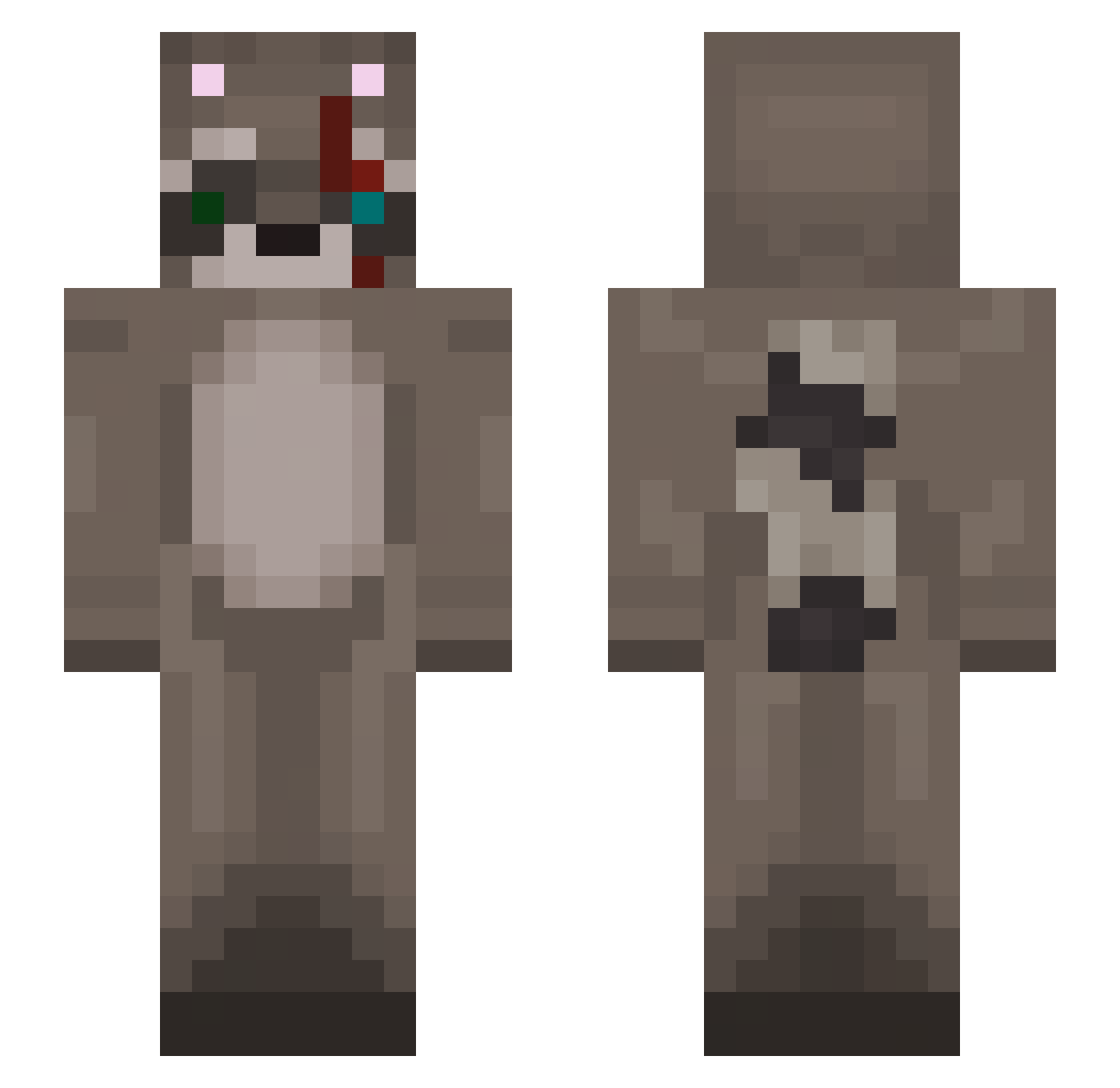 FureKane Minecraft skin, front and back view