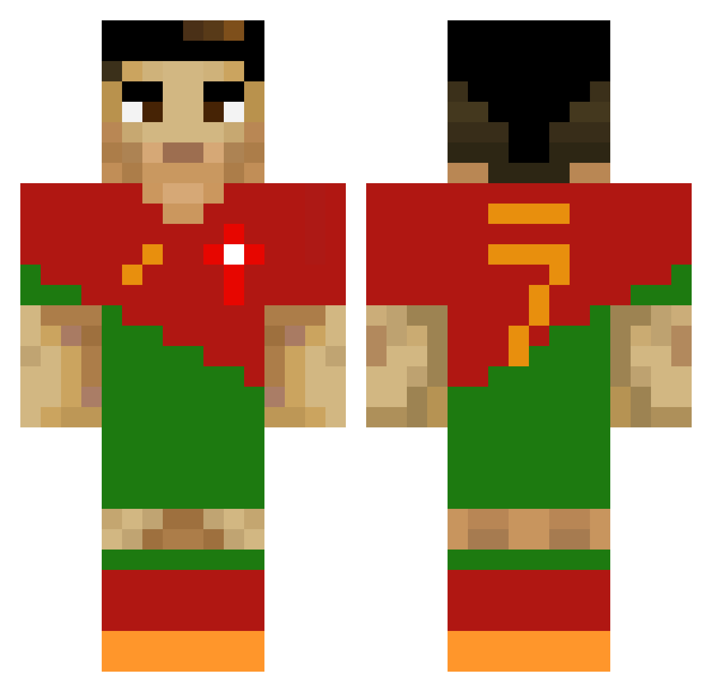 JunHashi Minecraft skin, front and back view