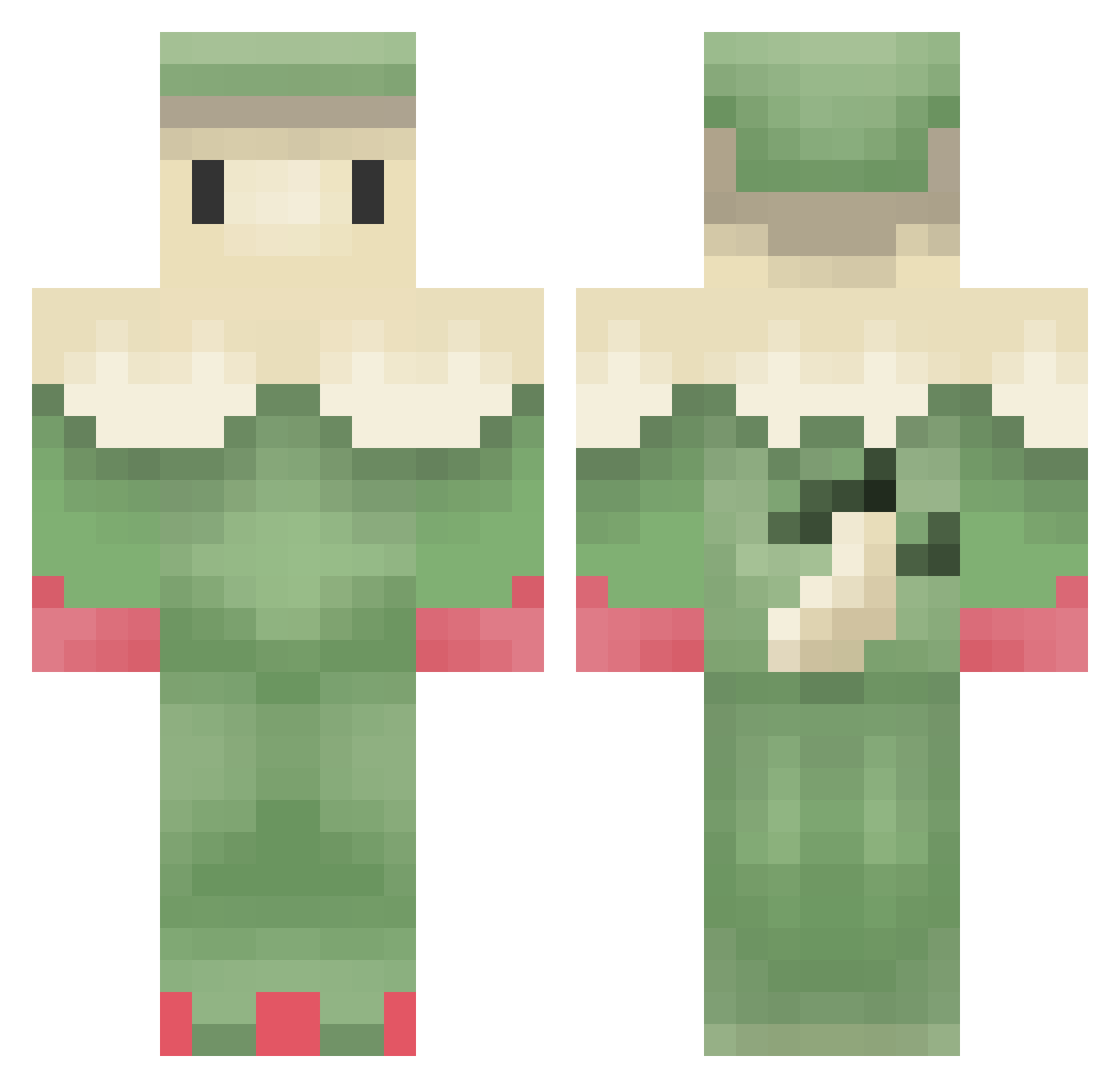 derivertive Minecraft skin, front and back view