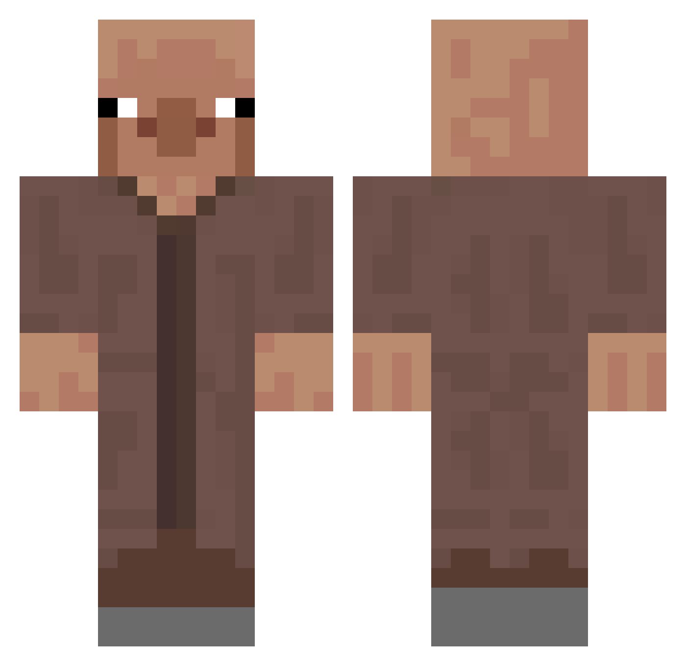 Zepmo Minecraft skin, front and back view