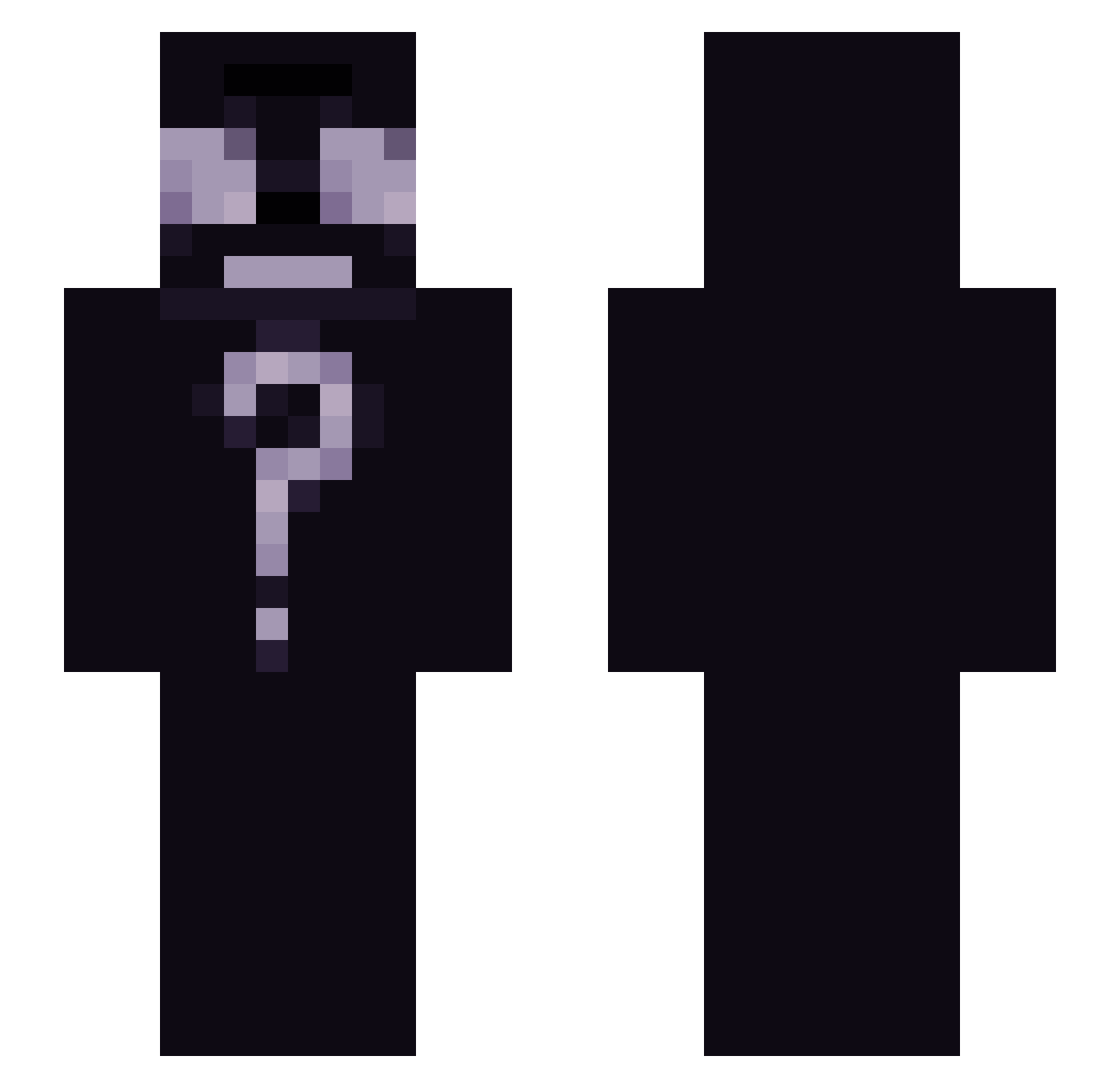 Aggressified Minecraft skin, front and back view
