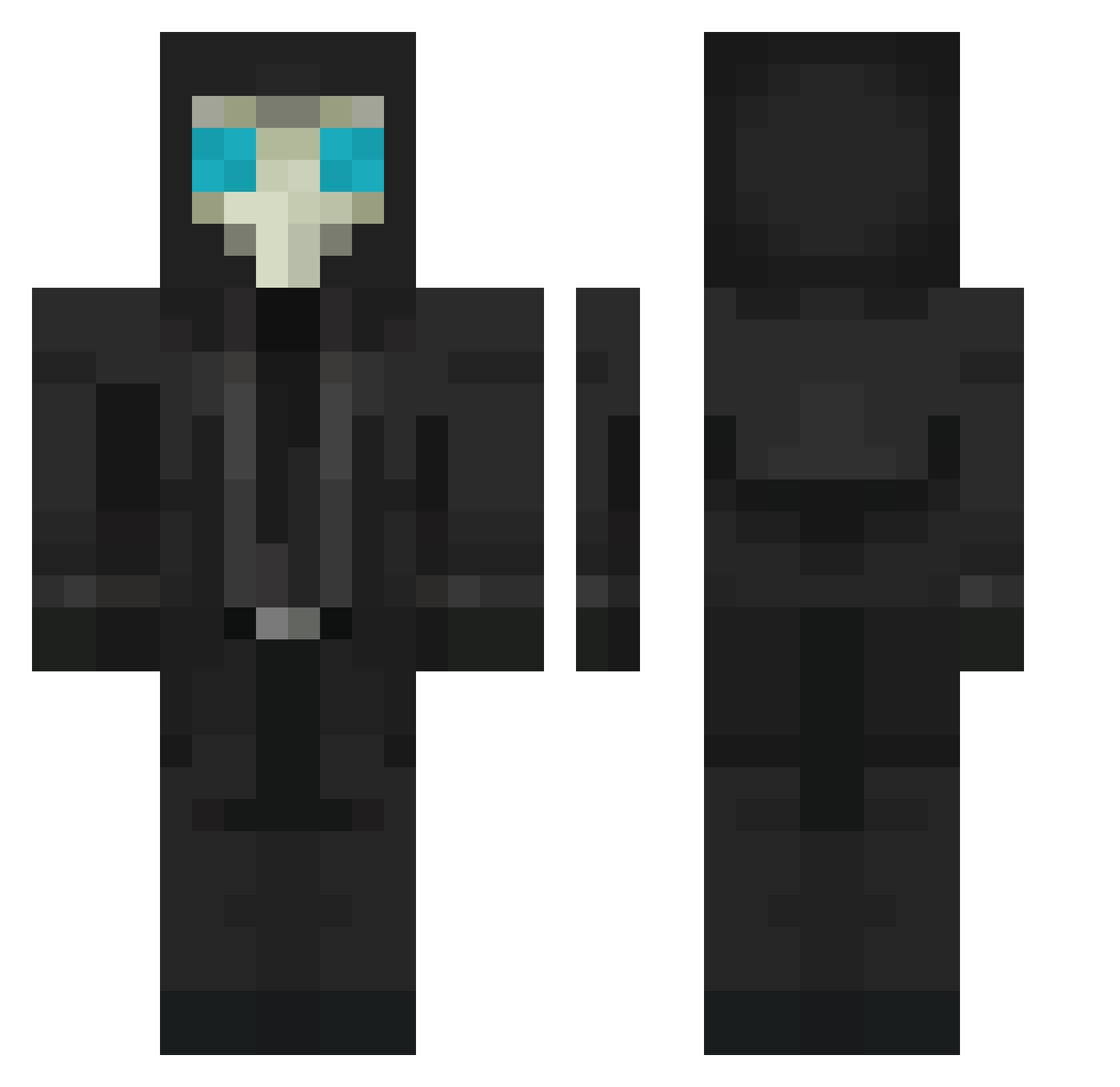 TheSpaceCube_ Minecraft skin, front and back view