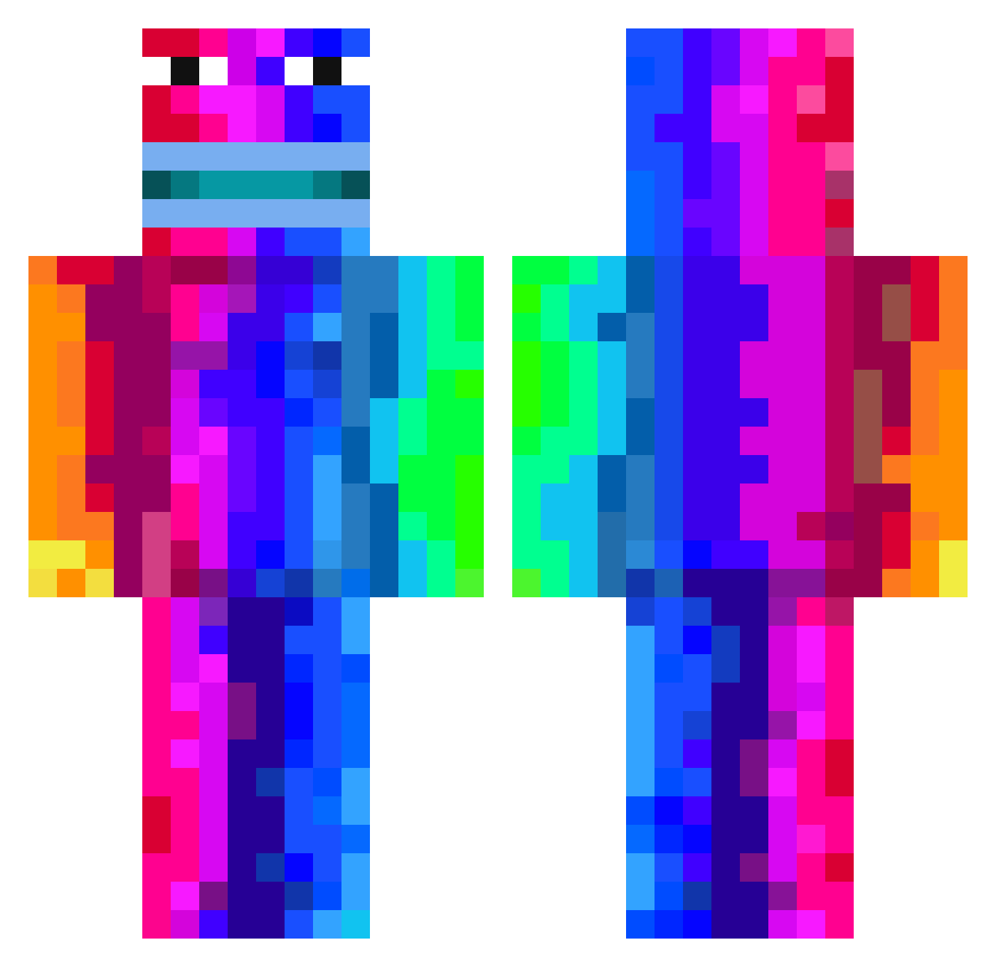 snty Minecraft skin, front and back view