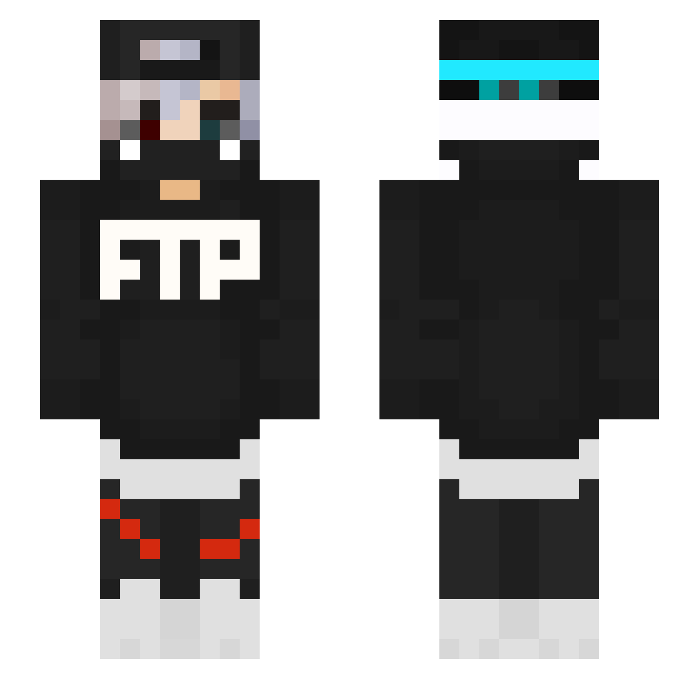 TorgoT Minecraft skin, front and back view