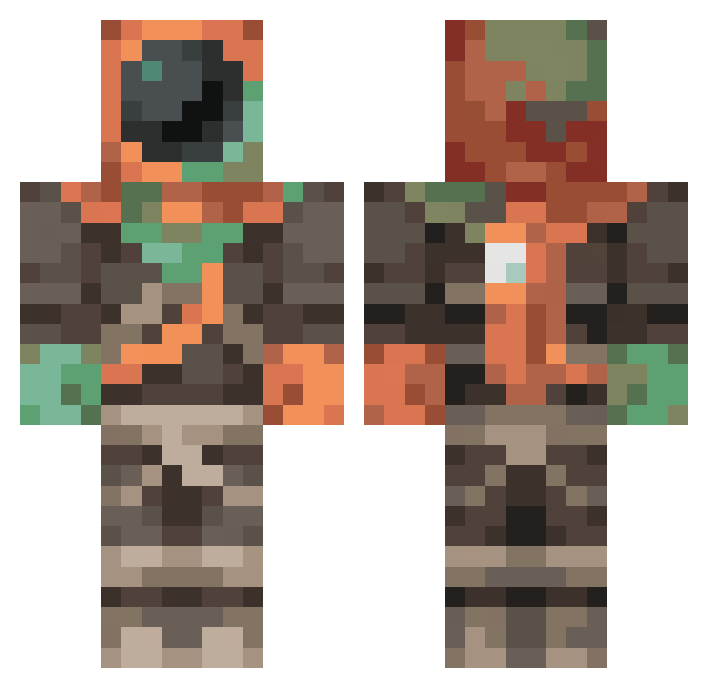Raz0M Minecraft skin, front and back view