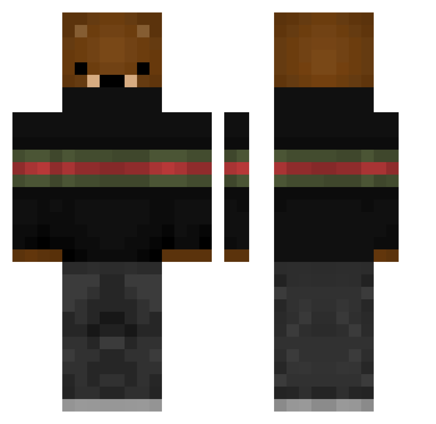oppsies Minecraft skin, front and back view