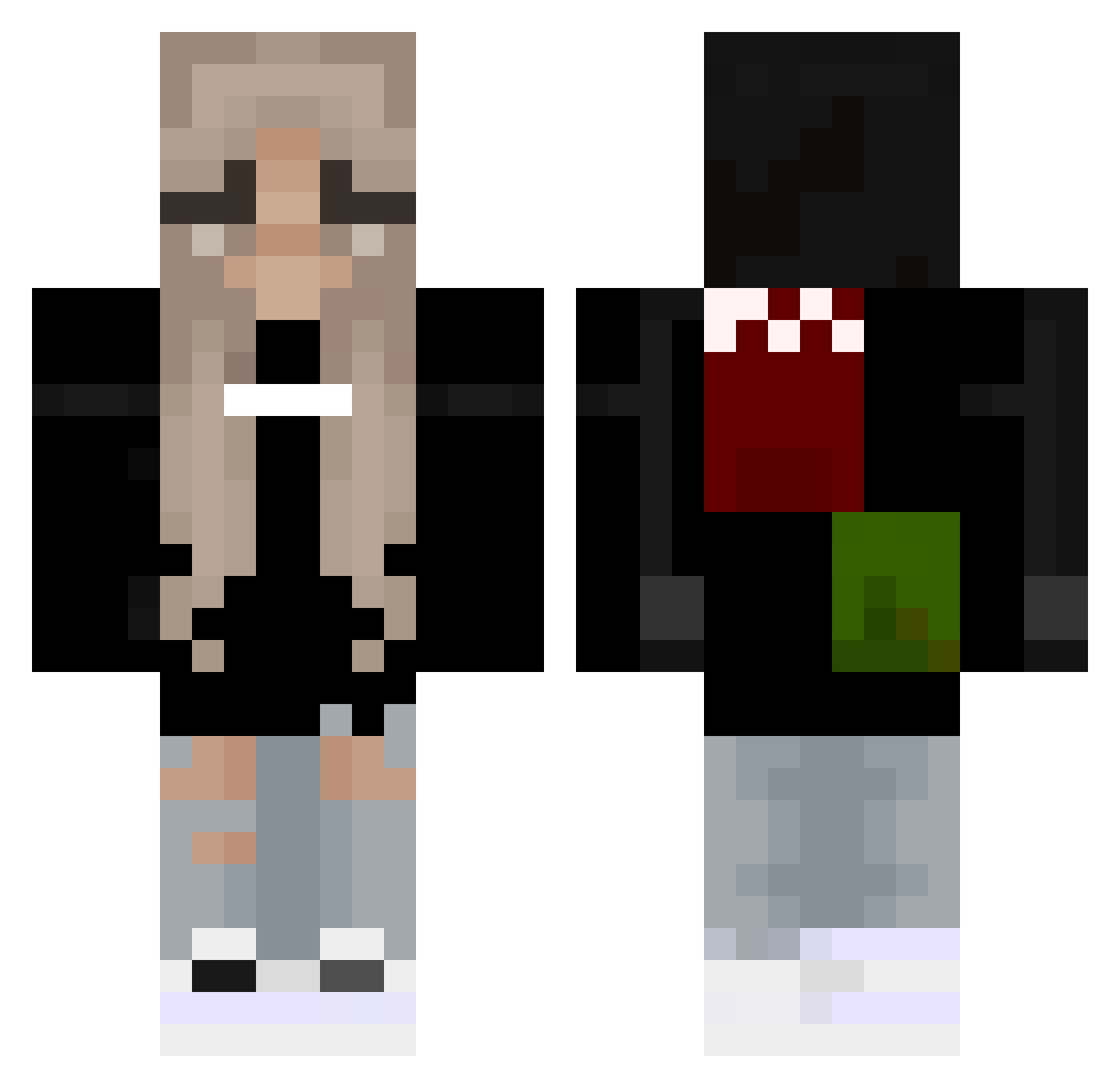 unaham Minecraft skin, front and back view