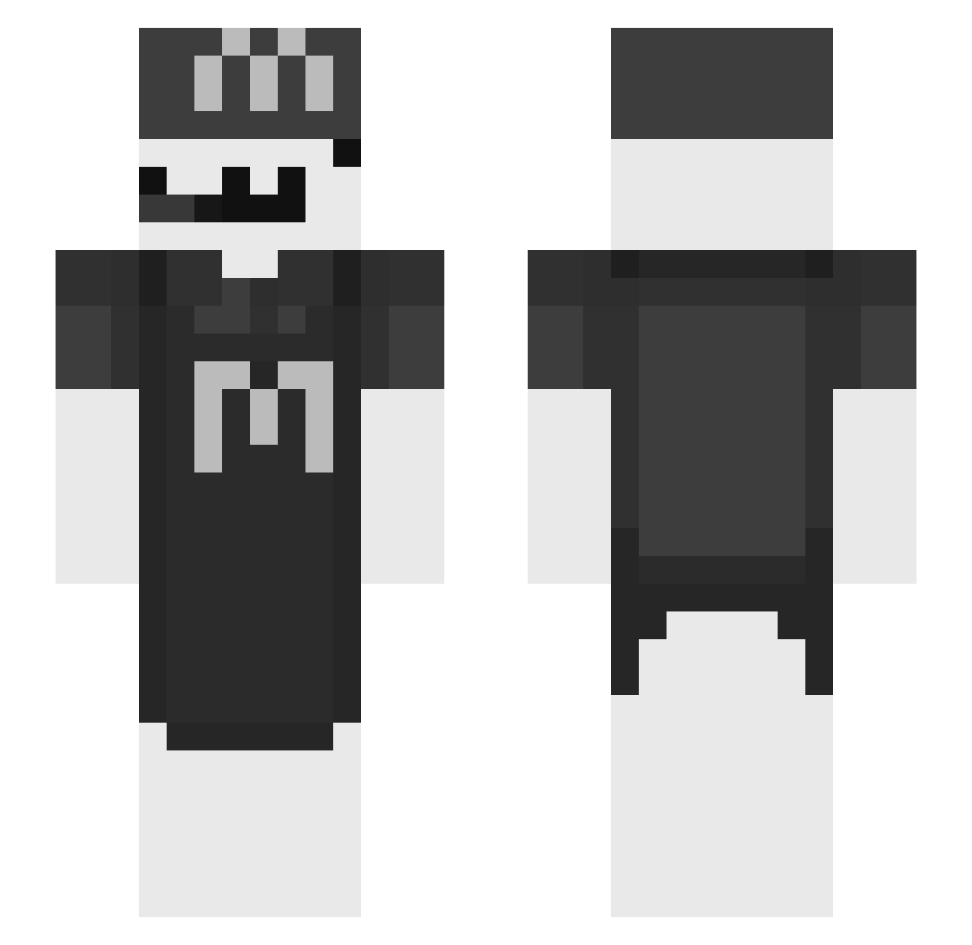 splinted Minecraft skin, front and back view