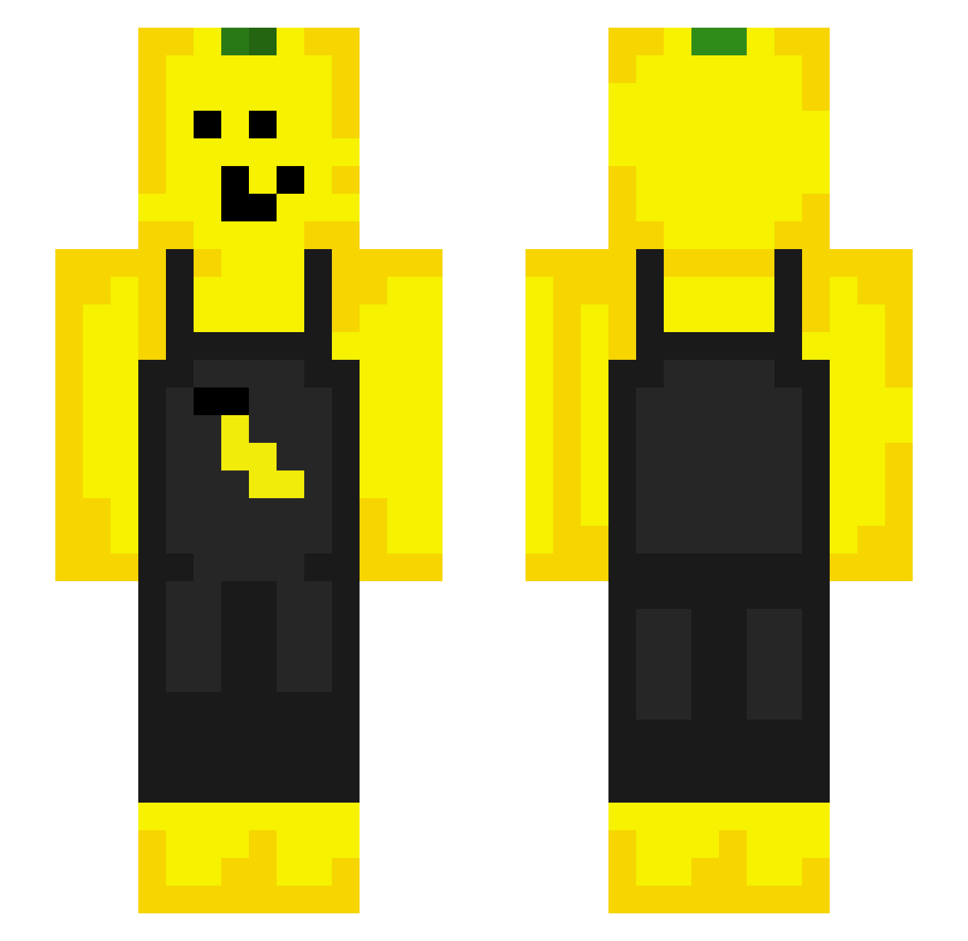 FrakHasAFatDumpy Minecraft skin, front and back view