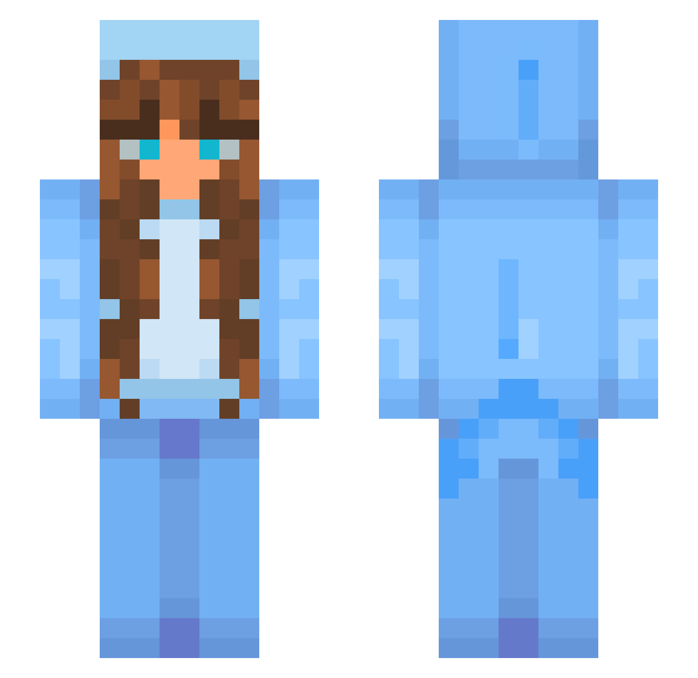 RagedSky Minecraft skin, front and back view