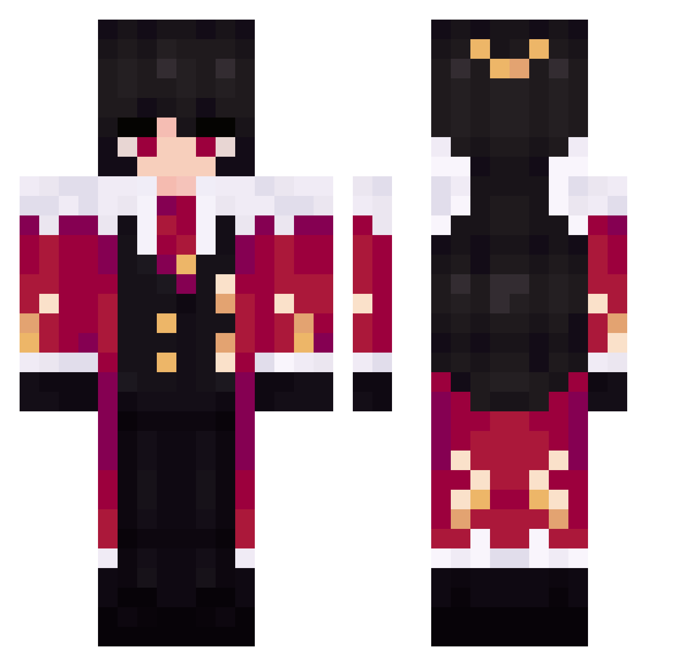 Anyparxia Minecraft skin, front and back view