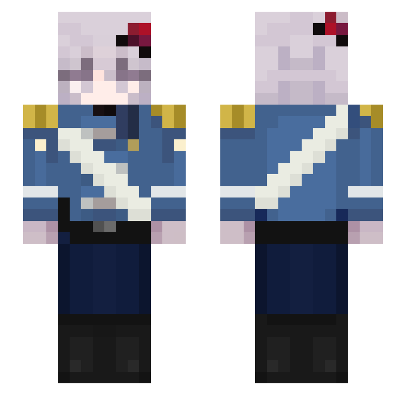 CrispperPlanet Minecraft skin, front and back view
