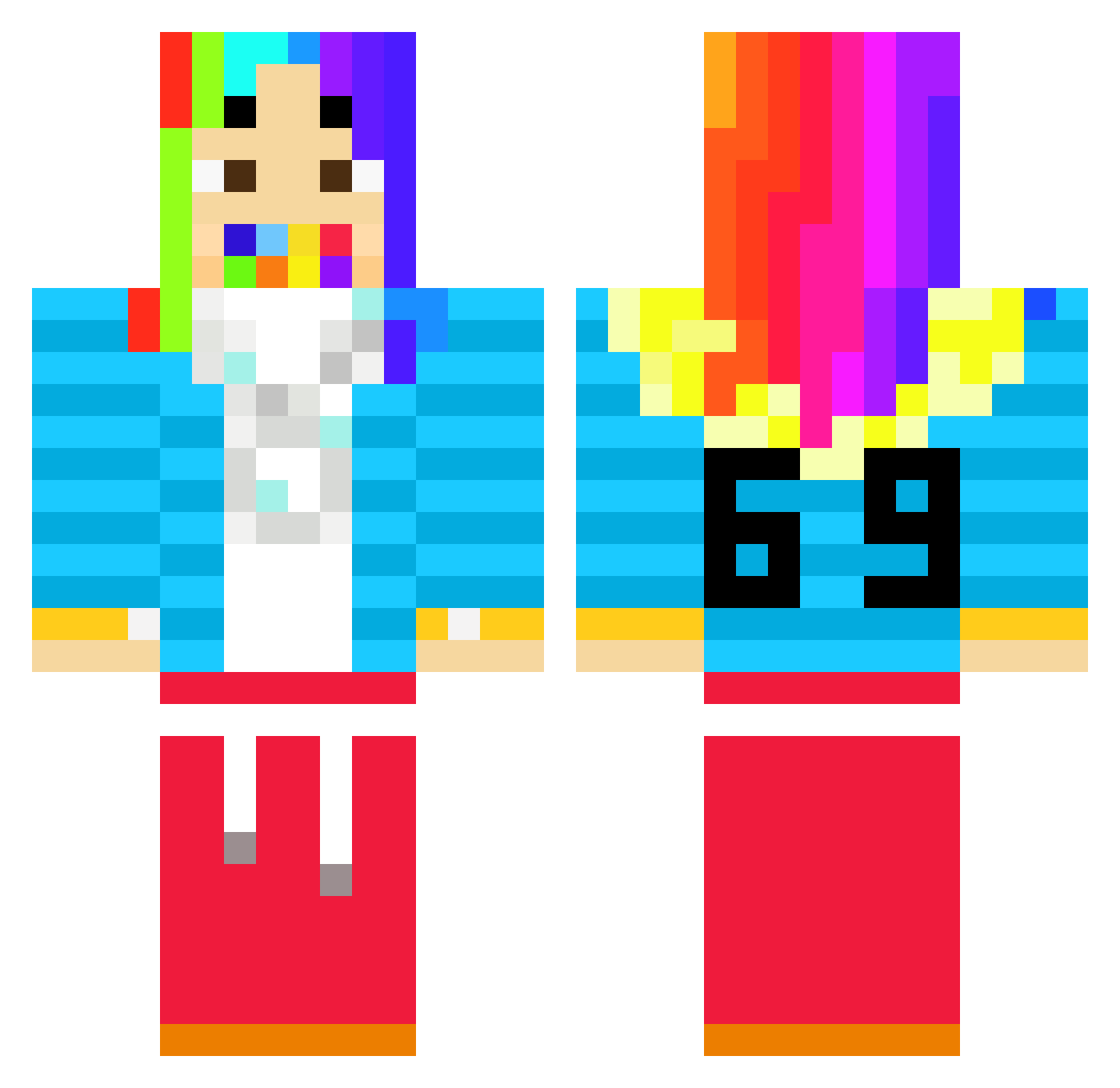 Zonite Minecraft skin, front and back view